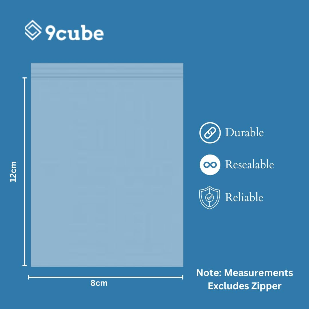 Resealable Zip Lock Bags &ndash; Clear Plastic Poly Bags with Seal Strip | Food Grade | 100 Pack (19Cm X19Cm) image number 1