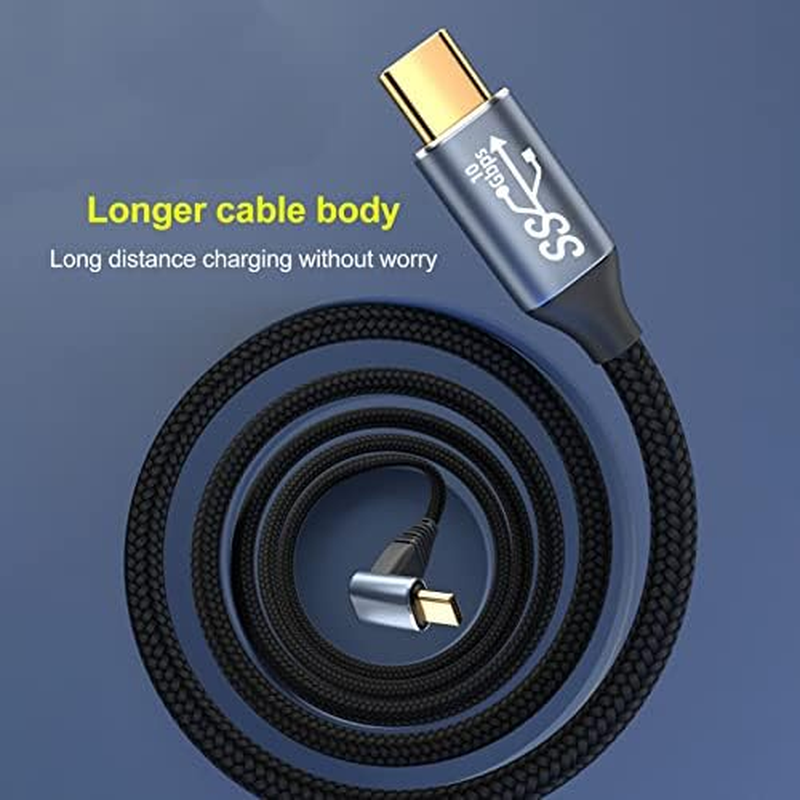 USB C to USB C Cable 90 Degree for Steam Deck, 100W Right Angle USB C to C Type C PD Fast Charging Cord for Games, USB C Cable for Notebook Phone (100Cm) image number 1