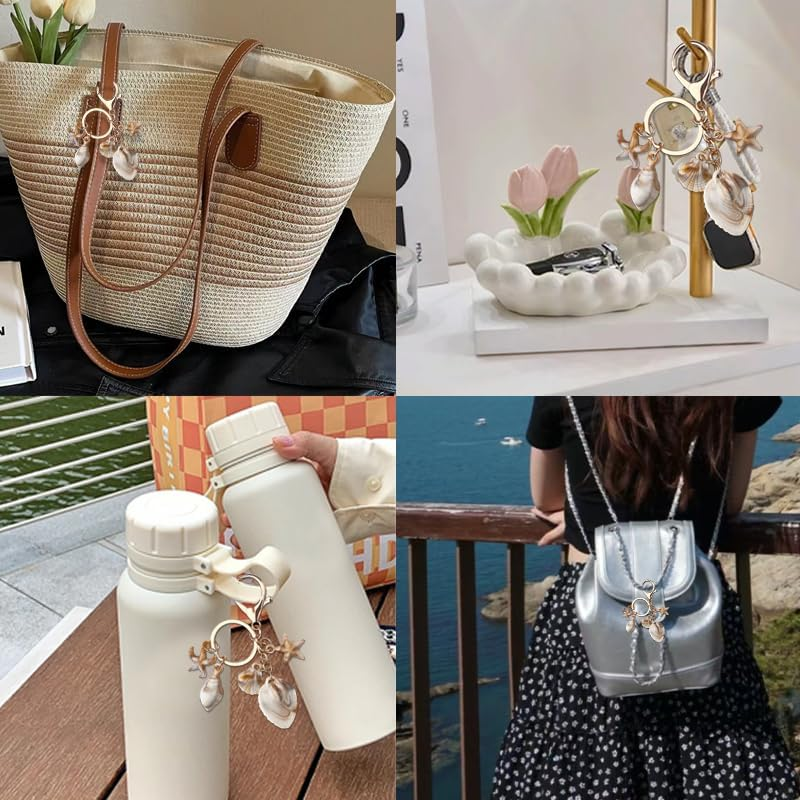 Ocean Starfish Keychain - Seashell Accessories for Girls & Women - Themed Gifts for Adults & Kids - Handbag, Purse, Wallet image number 4