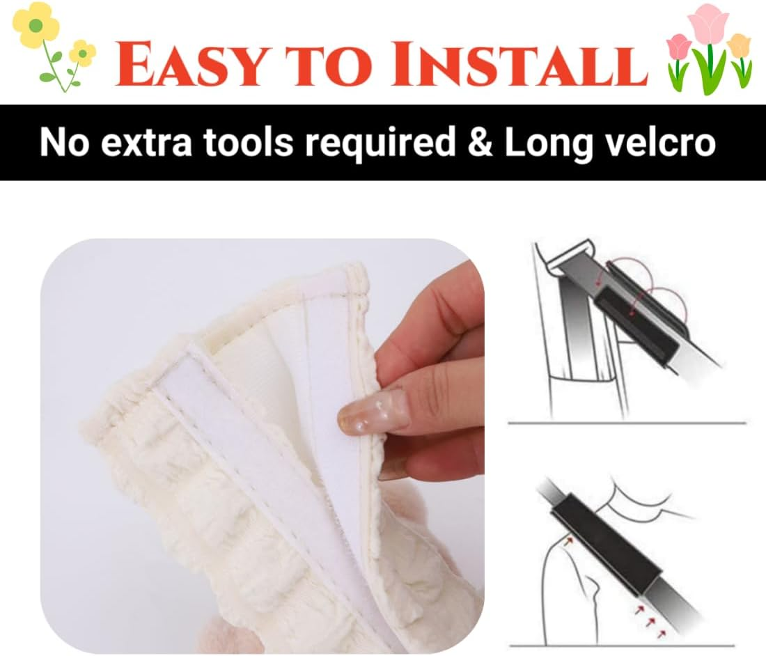 Cute Flower Car Seat Belt Cover Pads 2 Pack & 4 Pack Car Accessories Seat Belt Cushion Neck Cushion Shoulder Strap Protector Universal Seat Belt Cover for Adults and Kids (Sunflower,2) - Pink, 4 image number 2