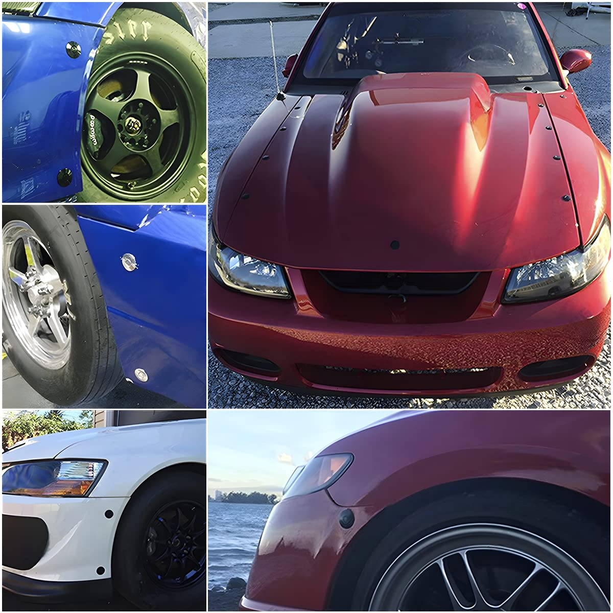 4PCS Universal Vehicle Hood Pins, Quick Release License Plate Lock Clip, Push Button Bonnet Kit, Aluminum Alloy Quick Latch Lock for Auto Bumper, Diameter 1.18 Inch Fits Most Cars (Red) image number 1