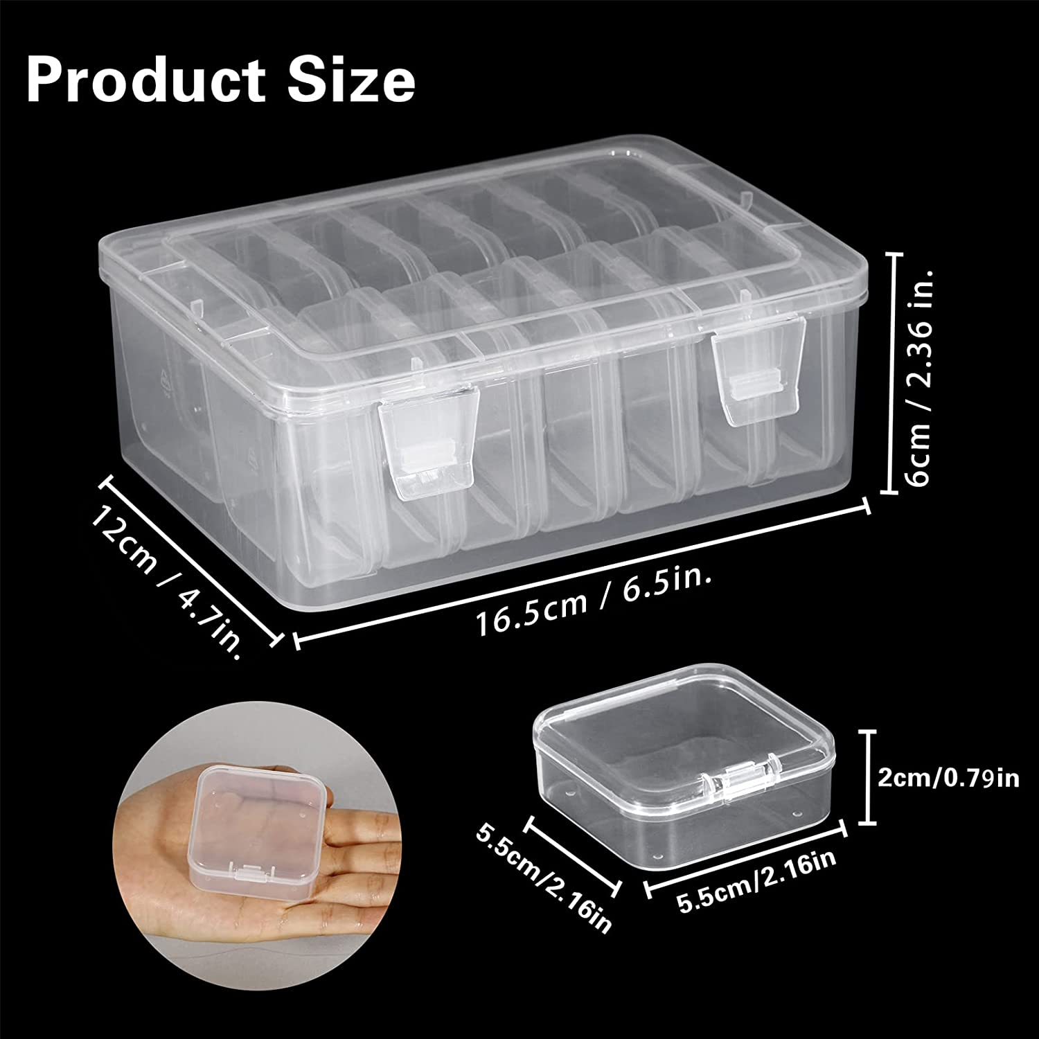 Mathtoxyz Small Bead Organizers, 30 Pieces Plastic Storage Cases Mini Clear Bead Storage Containers Transparent Boxes with Hinged Lid and Rectangle Clear Craft Supply Case image number 4