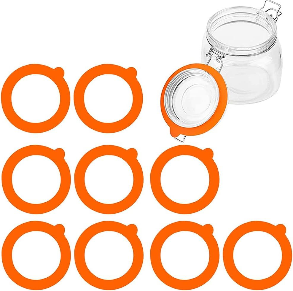 Silicone Replacement Gasket, Airtight Rubber Seals Rings for Mason Jar Lids, Leak-Proof Canning Silicone Fitting Seals for Glass Clip Top Jars (White, 10Pcs)