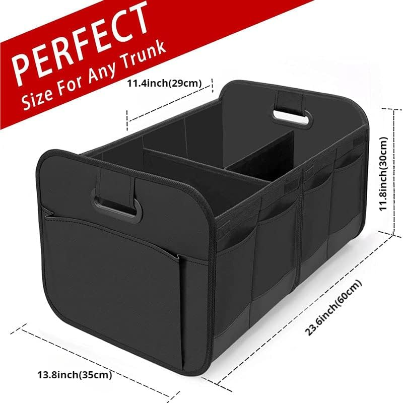 Trunk Organizer for Car, Reinforced Handles, Collapsible Multi-Compartment Car Trunk Organizers Foldable and Waterproof, 600D Oxford Polyester, Suitable for Any Car, SUV, Mini-Van (Black) image number 1