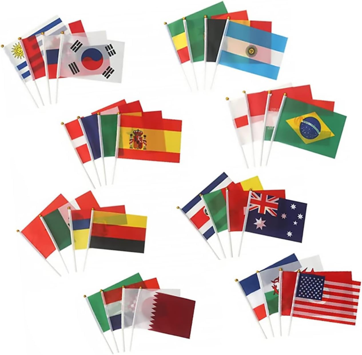32Pcs Hand Held Flags on Stick,Small Mini International World Country Flags, World Countries on Every Continent Flag, School Sports Clubs, Decorations for Parades World Cup image number 2