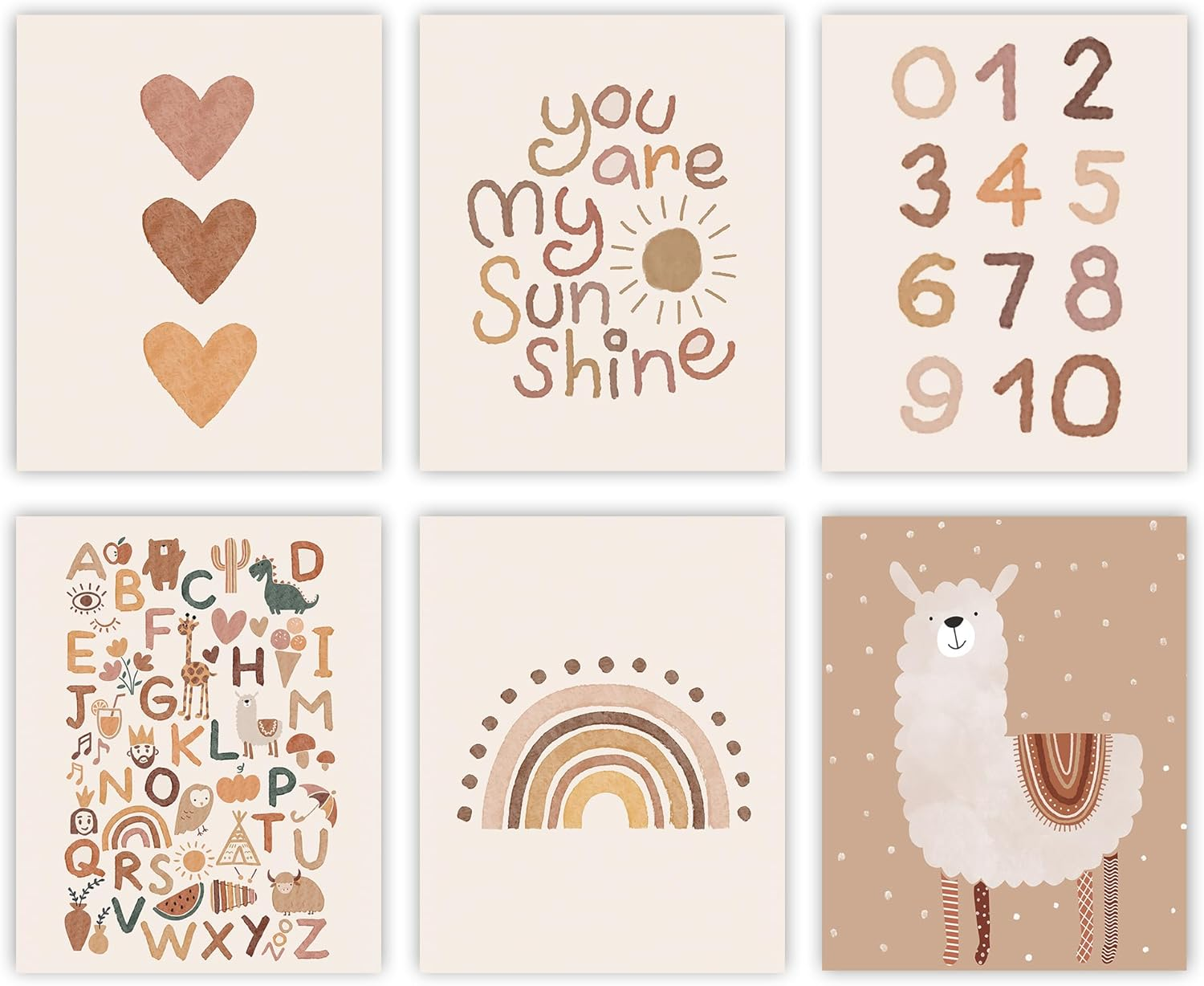 Canssape Set of 4 Boho Rainbow Nursery Girls Room Wall Decor | 8"X10" You Are so Loved Toddler Girl Room Decor | Kids Rainbow Wall Decor for Girls Bedroom Heart Wall Art Prints (Unframed)(Love)