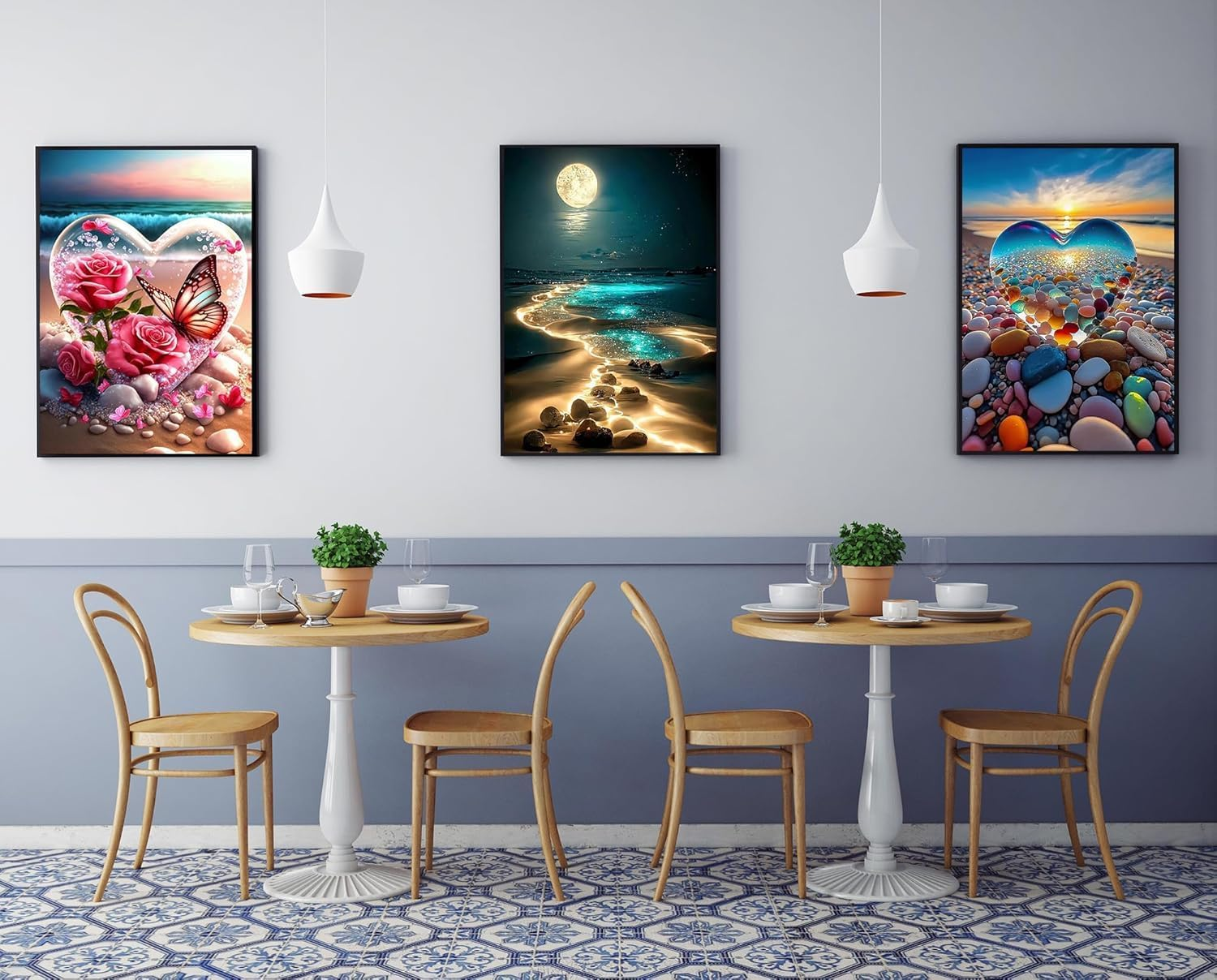 6 Pack Diamond Painting Kits for Adults, 5D Beach Diamond Art Kits for Beginners, DIY Full Drill Paint with Diamond Gem Art, Home Wall Decor 12 X 16 Inch image number 1