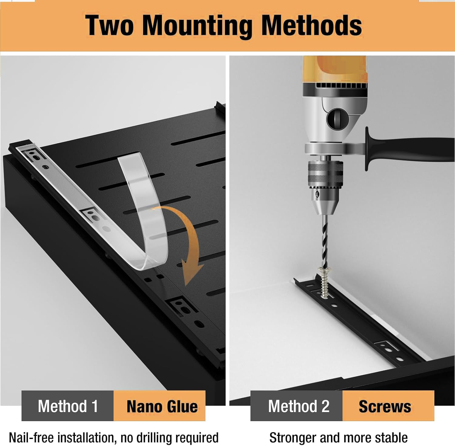 2 Pcs Pull Out Cabinet Organizer, Expandable(12.6"-20.5") Heavy Duty Slide Out Drawers Fixed with Adhesive Nano Film for Pots, Rollout Shelf Storage for Kitchen Cabinet Organization, Pantry, Bathroom image number 3