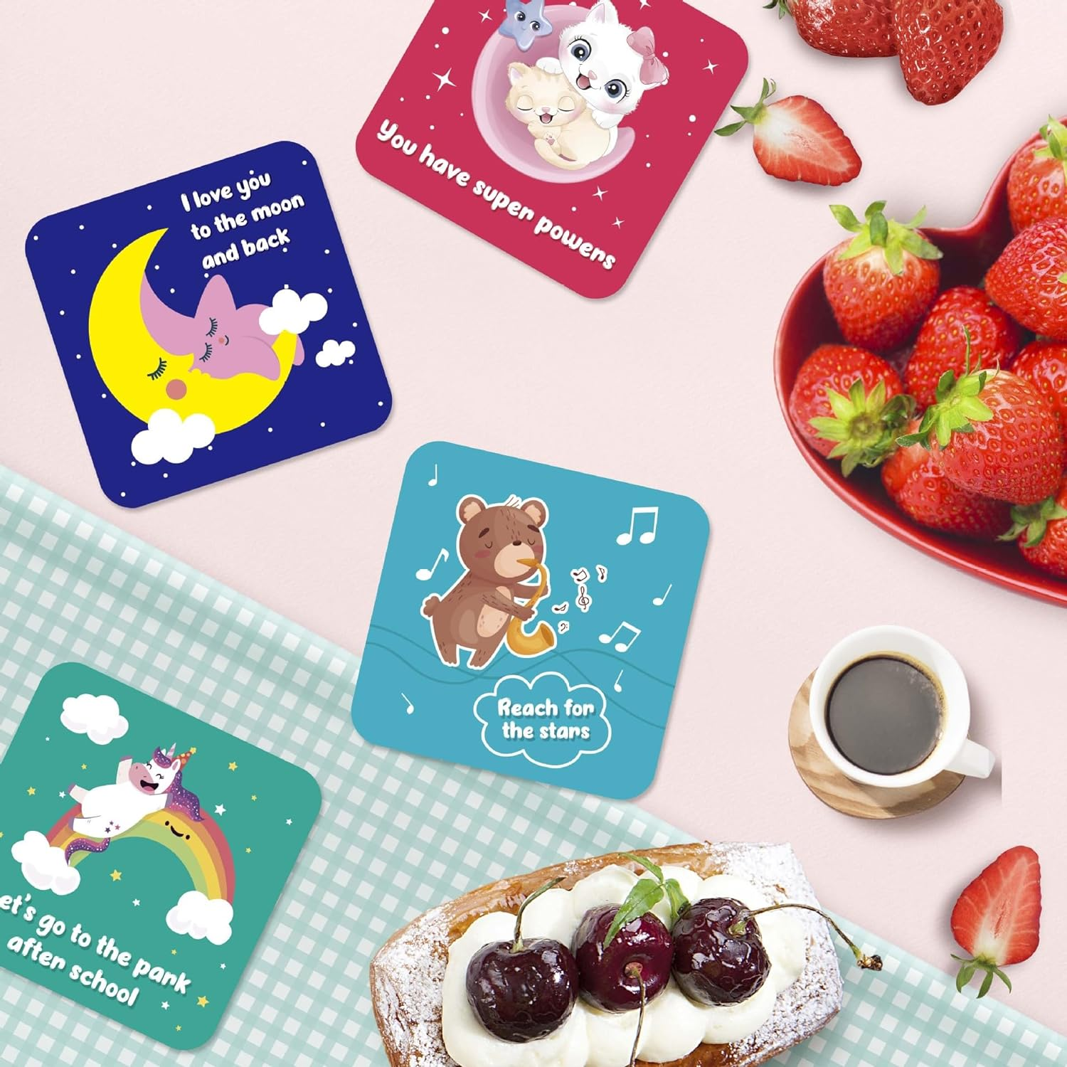 60 Pcs Affirmation Cards for Kids,Lunch Box Notes,Funny Inspirational Cards,Cute Self Encouragement Positive Thinking Card,Motivational Card,Gifts for Children Toddler Girls Christmas image number 2