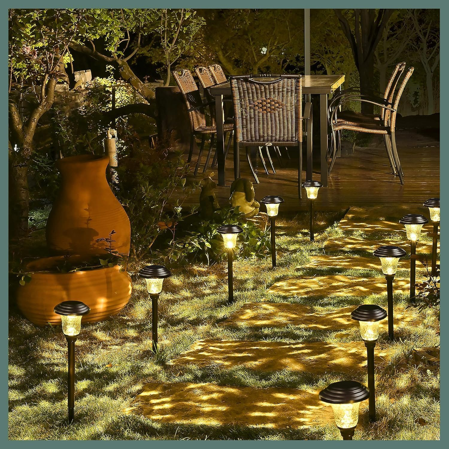 8 Pack Solar Pathway Lights, Solar Garden Lights Outdoor Warm White, Waterproof Led Path Lights for Yard, Patio, Landscape, Walkway (Brown)