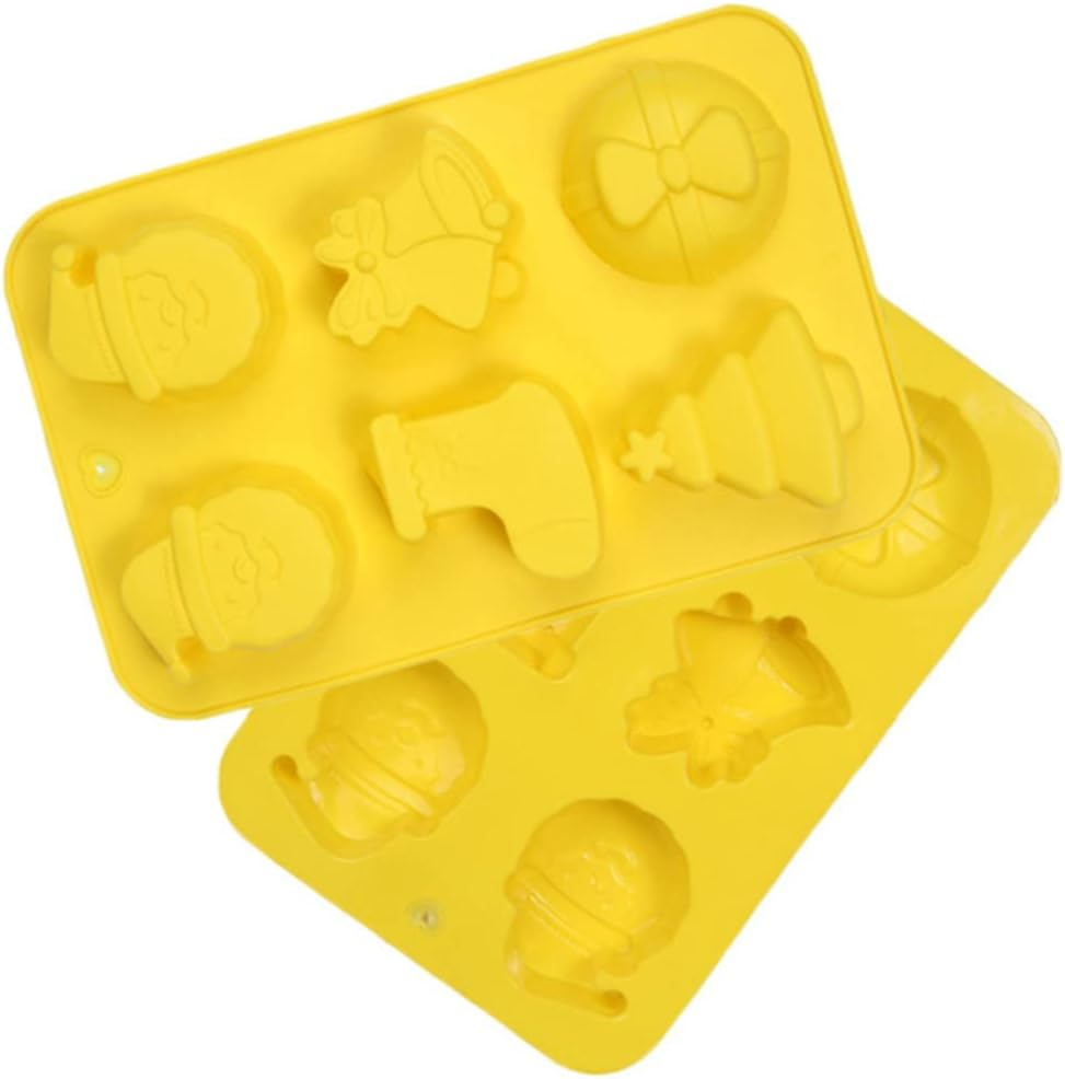 Amosfun 2Pcs Cavity Christmas Theme Silicone Mold DIY Fondant Suger Cookie Mould Cake Decoration Kitchen Baking Tool for Christmas Crafts and Cookies Random Color image number 4
