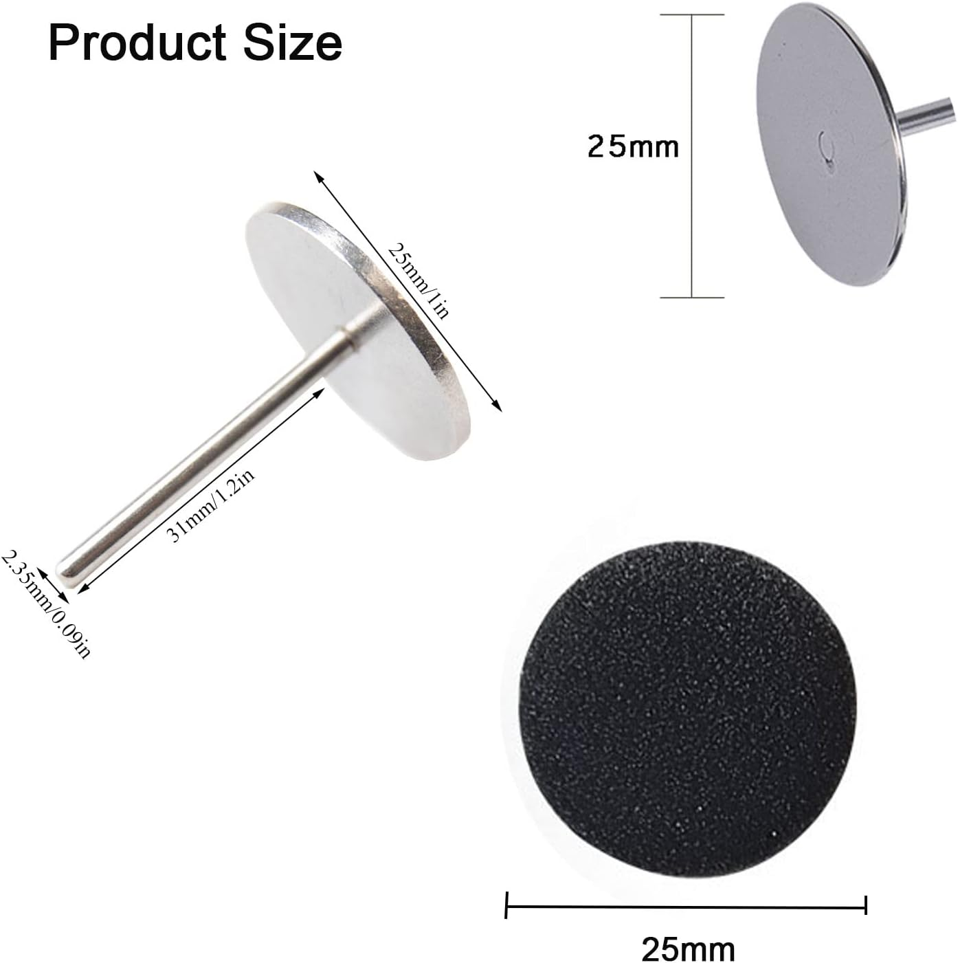 100Pcs Replacement Sandpaper Disk with Metal Nail Drill Bit,25Mm Self-Adhesive Pedicure Sanding Paper Disc Pads for Manicure Pedicure,#240 Grit image number 5