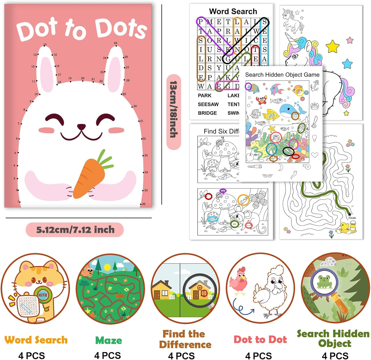 20 Pack Activity Books for Kids Ages 4-8,8-12. Bulk Coloring Books for Kids Party Favours, Small Activity Books for Birthday Classroom Gifts Goodie Bag Stuffers image number 5