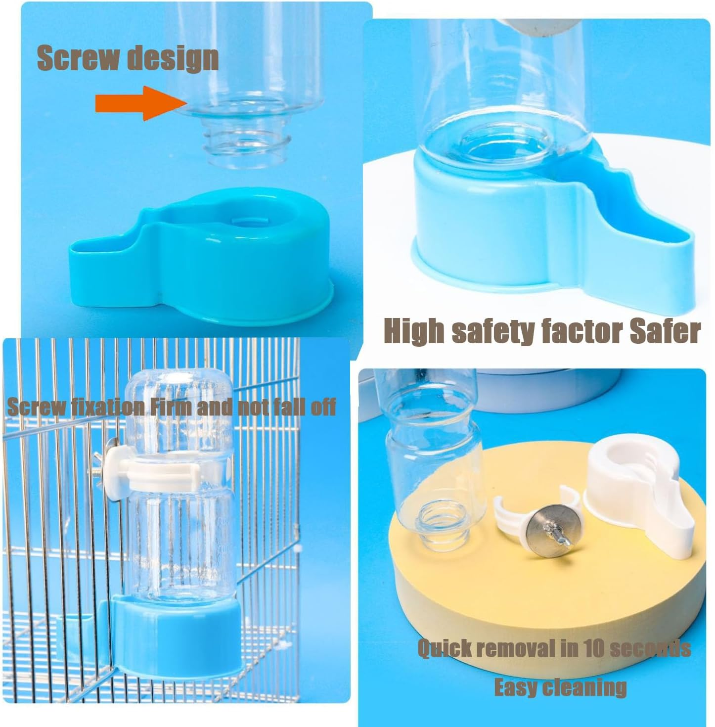 Automatic Bird Water Dispenser, Feeder, Parrot Feeder, Bird Cage Suspended Automatic Bird Feeder Water Bottle with Secure Cage Mount, Rabbit Watering System (Green) image number 5