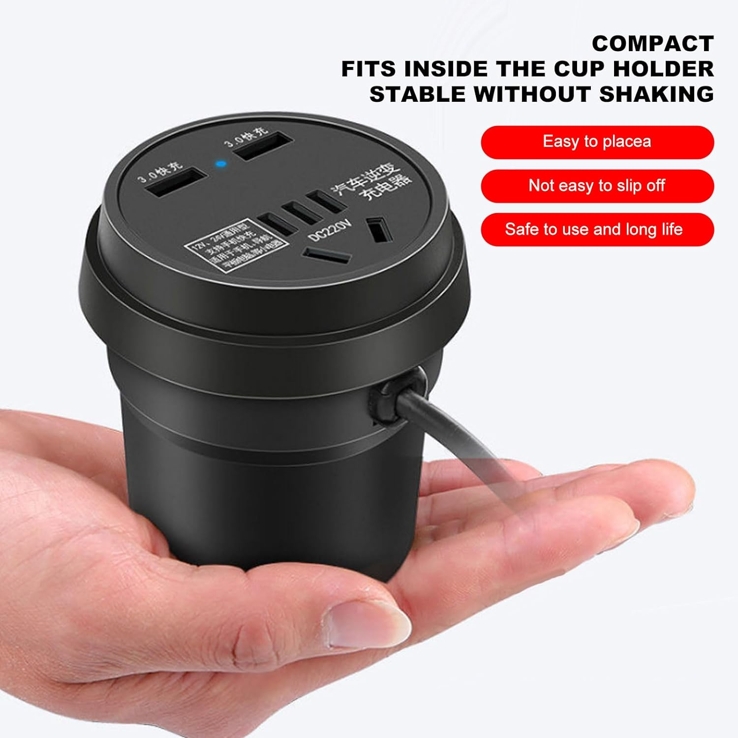 150W Car Power Inverter, DC 12V to AC Converter, QC3.0 Fast Charging Port and 1 AC Socket for Laptop Mobile Phones Converter image number 6