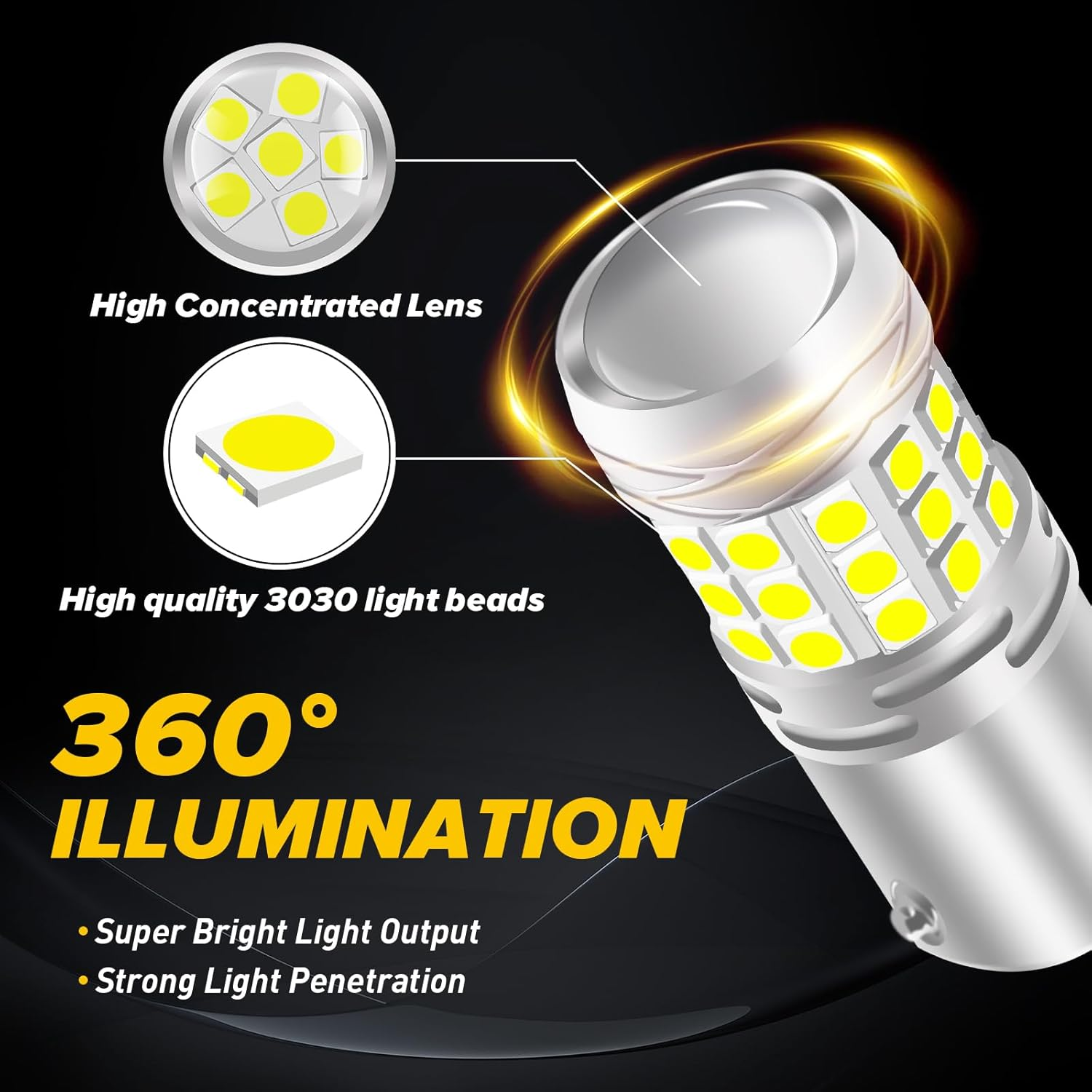 Kaidengzhe 1157 LED Light Bulbs, 42SMD 3030 Chipsets BAY15D P21/5W Light Bulb Tail Lamp for Car Trailer Truck Replacement P21/5W LED Brake Light Bulb Plug & Play 21W/18W Bipolar, Xenon White, 2 PCS image number 3