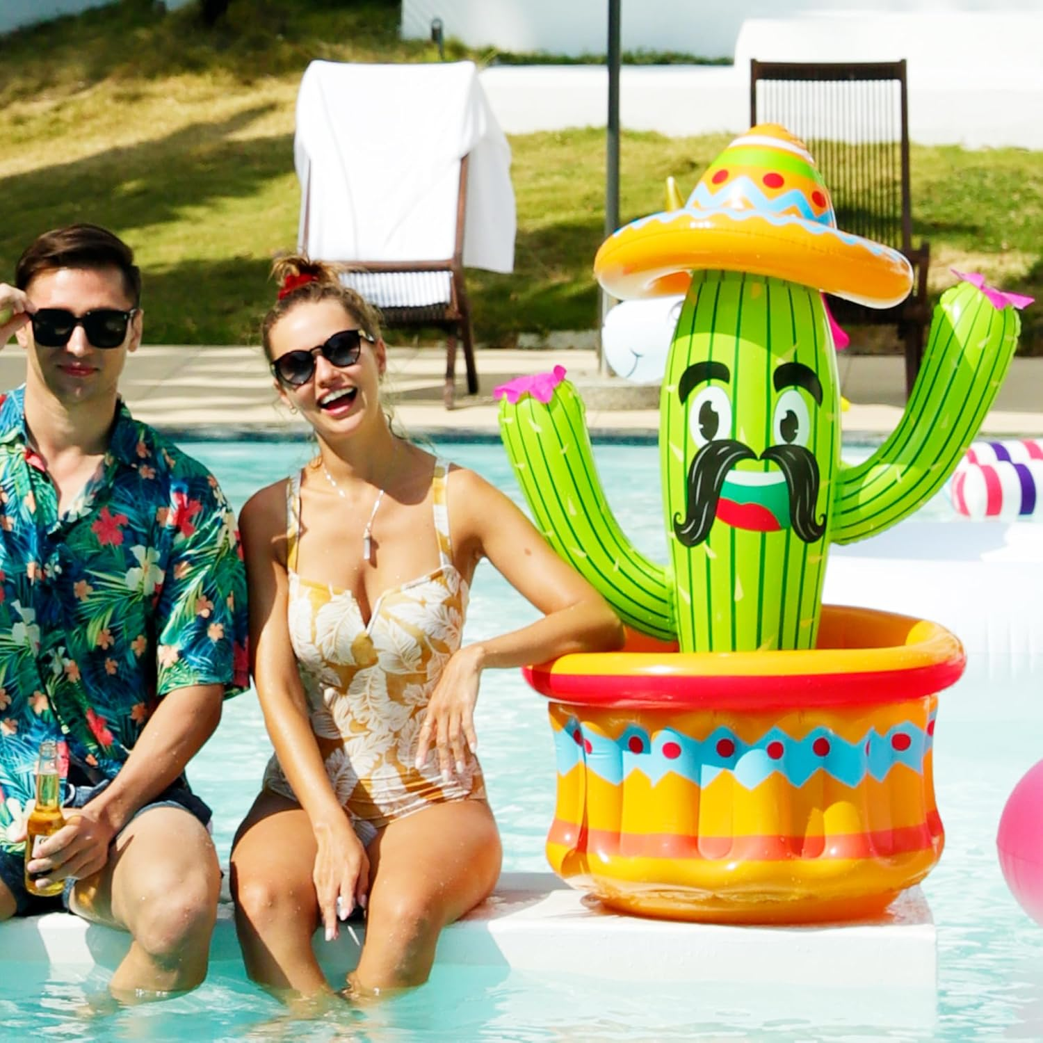 PARENTSWELL 47.5'' Inflatable Cactus Cooler, Inflatable Drink Cooler for Pool Parties, Blow up Cactus Alpaca Ice Bucket Fiesta Mexican Themed Party Supplies Cinco De Mayo Decorations (Or 2 Pack) image number 6