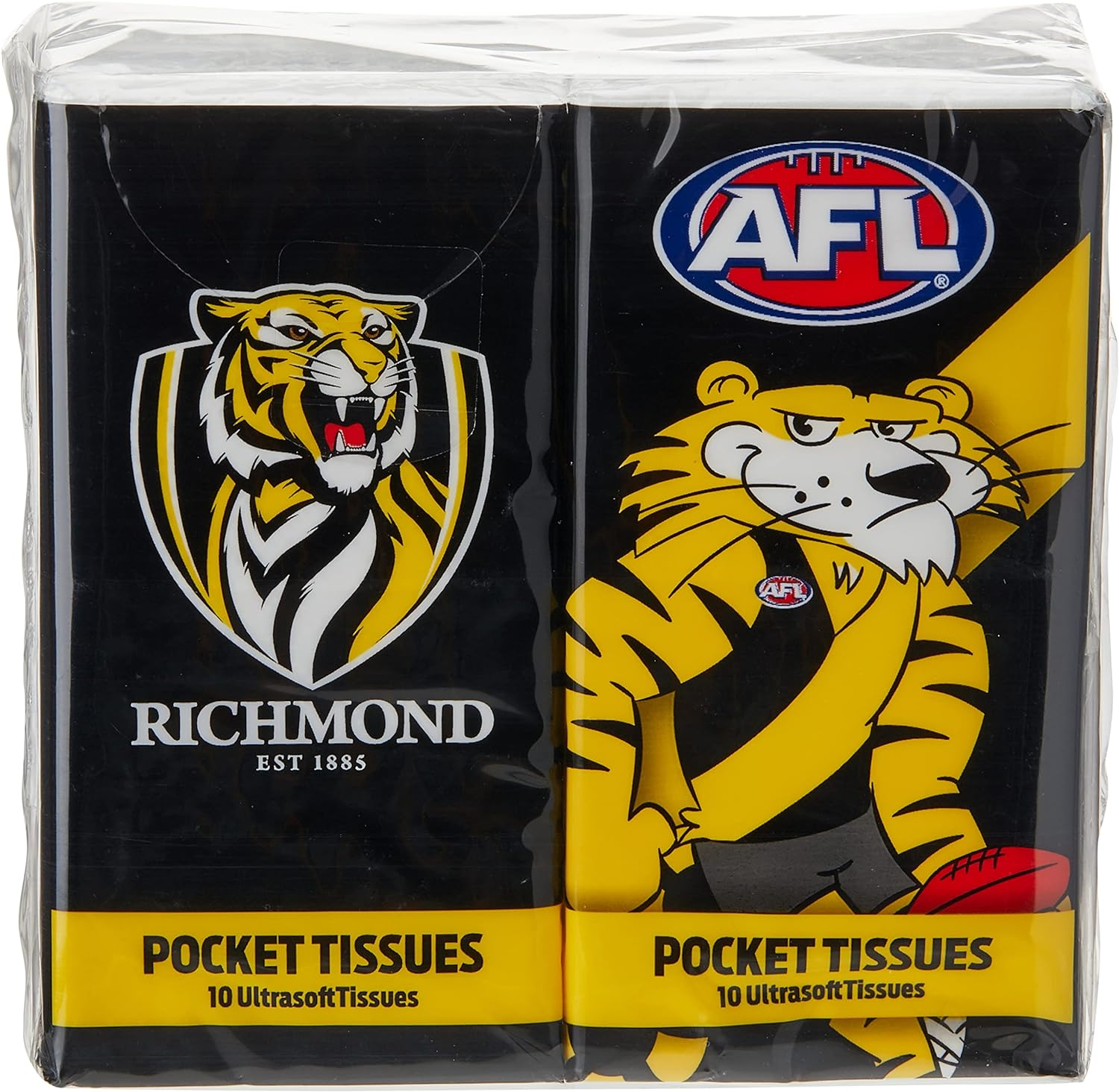 AFL Richmond Mascot Pocket Tissues (Pack of 4) image number 1
