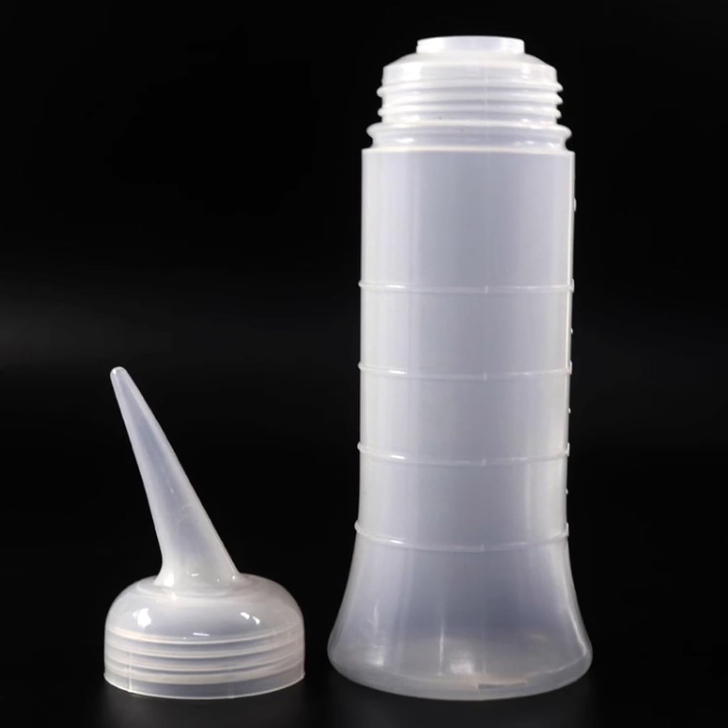 2Pcs Hair Bottle,Dye Empty Squeeze Bottle,Hair Dye Bottle with Tip Clear Squeeze Bottle,Hair Oil Bottle Applicator Tool for Travel (White, M,L) image number 5