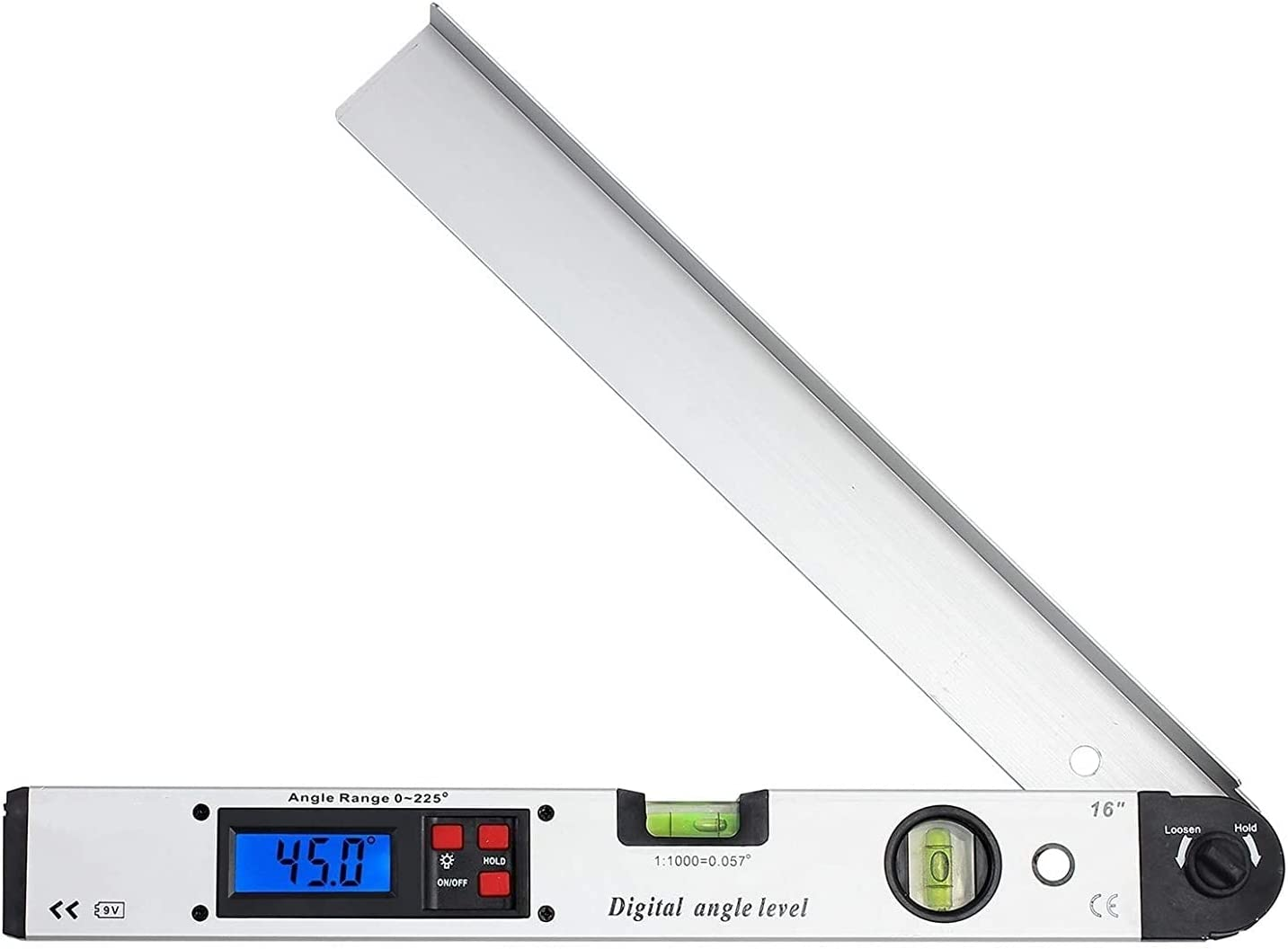 EZONEDEAL Digital Angle Finder Ruler 400Mm/16 Inch Digital Angle Protractor 0~225&deg; Electronic Spirit Level Gauge Meter with Backlit LCD Portable Bag for Roofing Engineering image number 4
