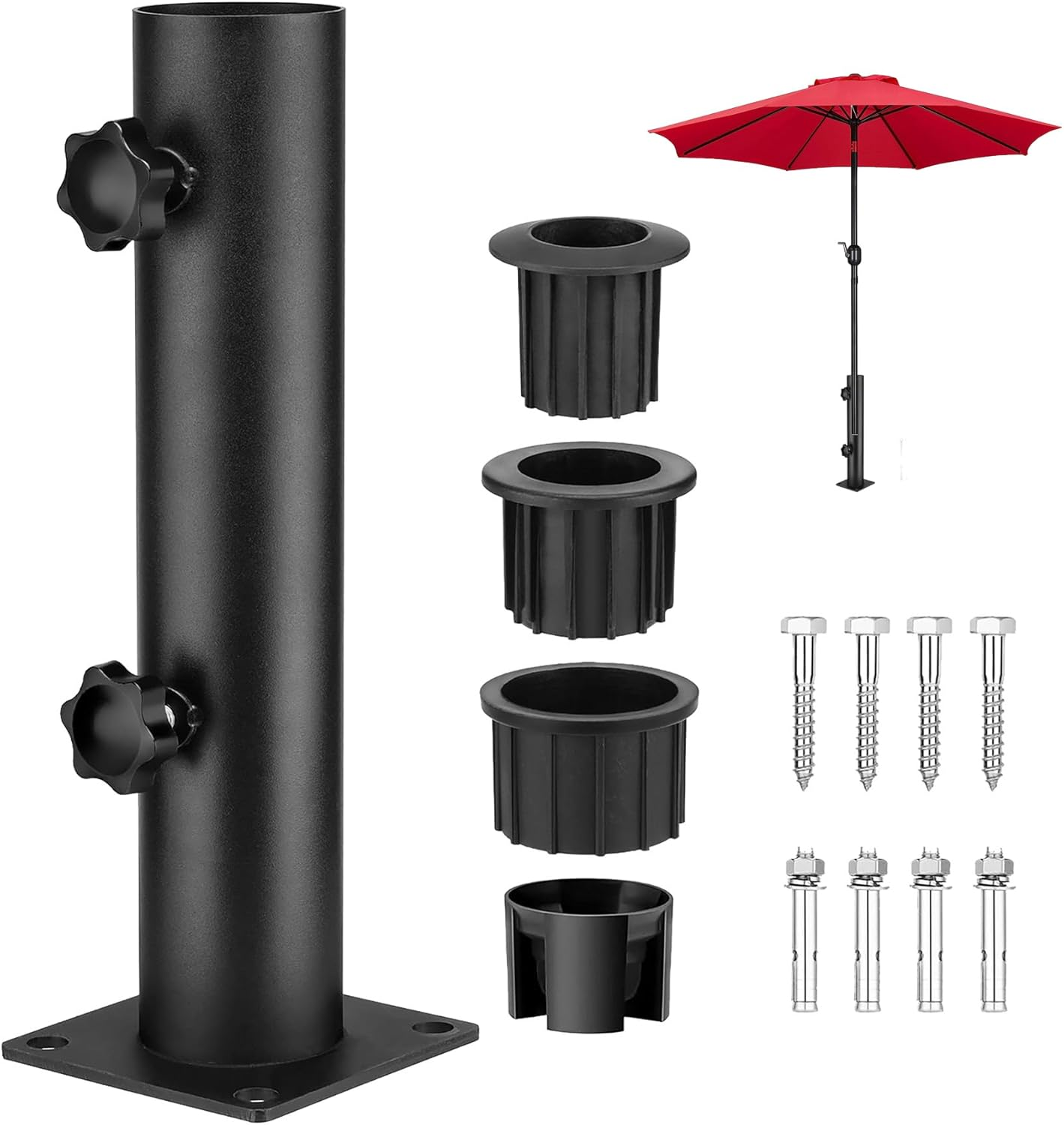 JUMXSRLE Deck Mount Umbrella Holder, Adjustable Diameter Heavy Duty Steel Outdoor Umbrella Base, Umbrella Deck Mount, Outdoor Umbrella Stand for Patio Table, Balcony, Decks, Docks image number 5