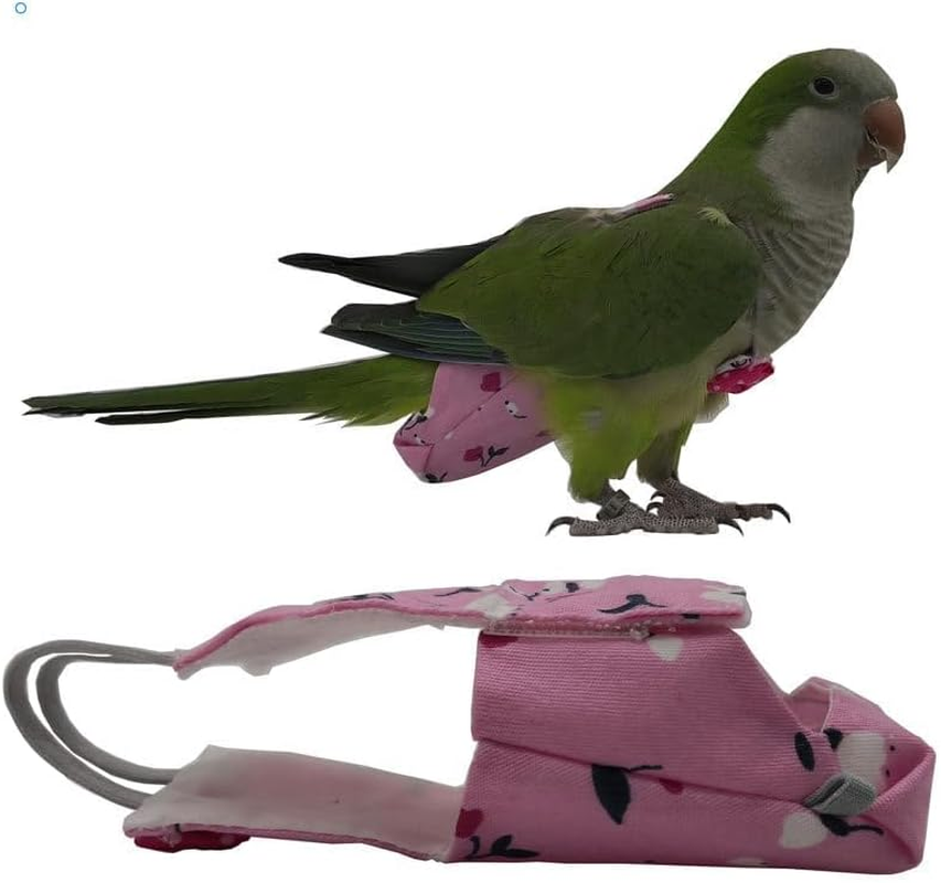 Bird Diaper Parrot Washable Diapers, Parrot Flight Suit, Reusable Nappies for Parakeet Cockatiel Mini Macaw Budgie Canary 2 Pcs (S) image number 6