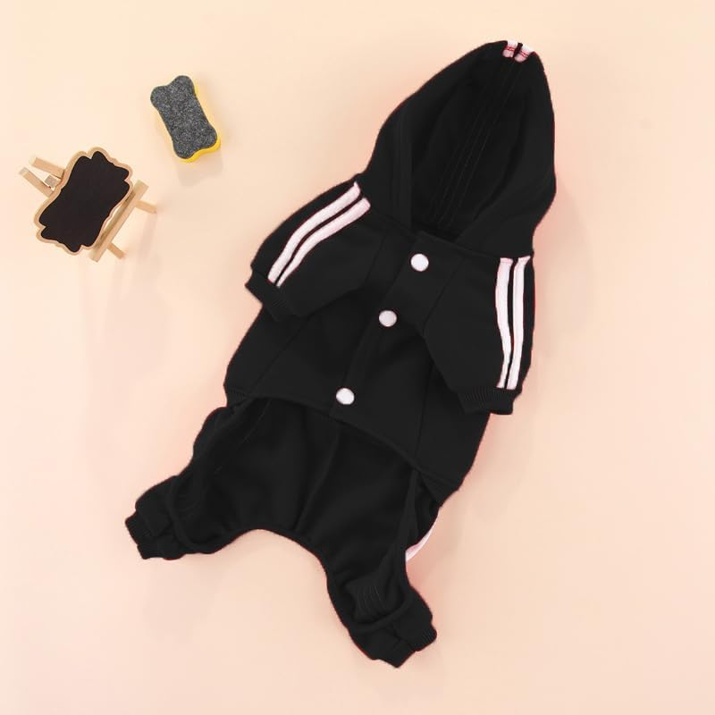 Dog Hoodies Dog Clothes Apparel 4 Legs Jumpsuit Warm Hoodie for Small Dog Medium Large Dog Cat (Black, S)