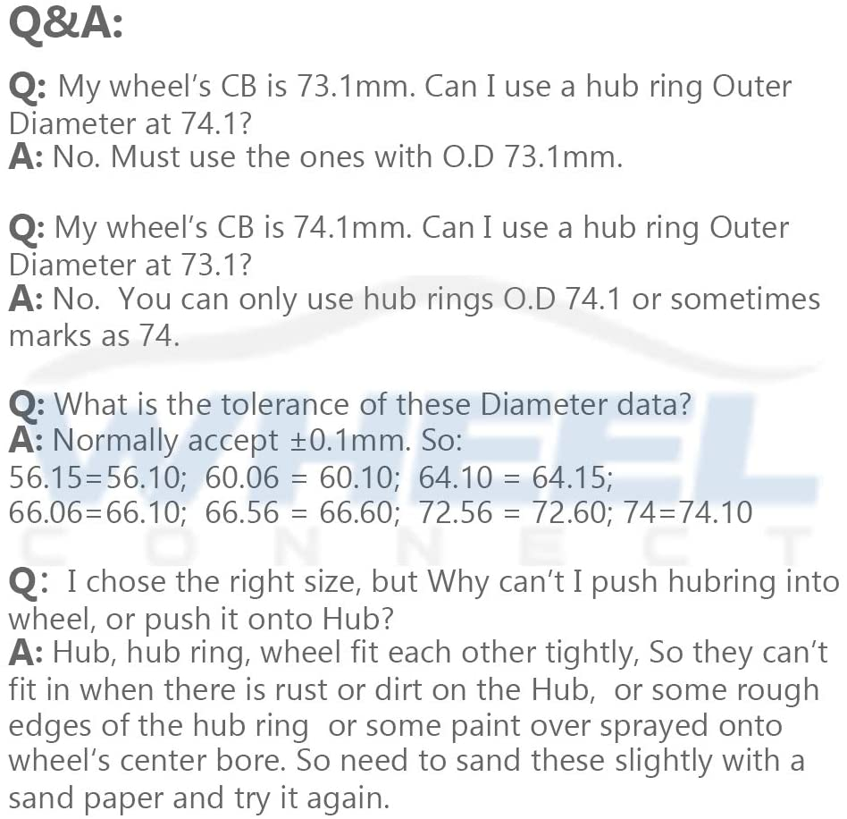 WHEEL CONNECT Hub Centric Rings, 71.5 to 56.1 Set of 4, Aluminium Alloy Hubrings 56.1 to 71.5, O.D:71.5Mm I.D 56.1Mm. A