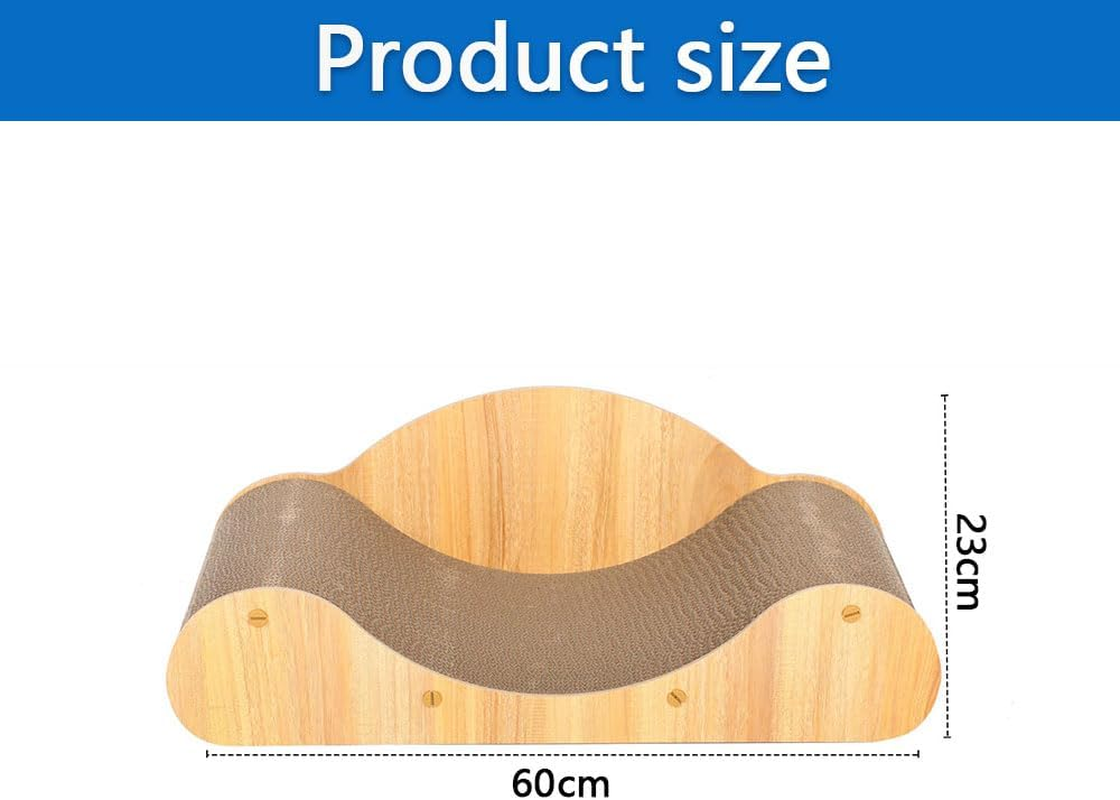 Extra Large Cat Scratcher Lounge &ndash; U-Shaped Cardboard Sofa Bed for Indoor Cats &ndash; Furniture Protector & Cat Nest &ndash; Natural Wood Color &ndash; 60 X 24 X 23 CM image number 5