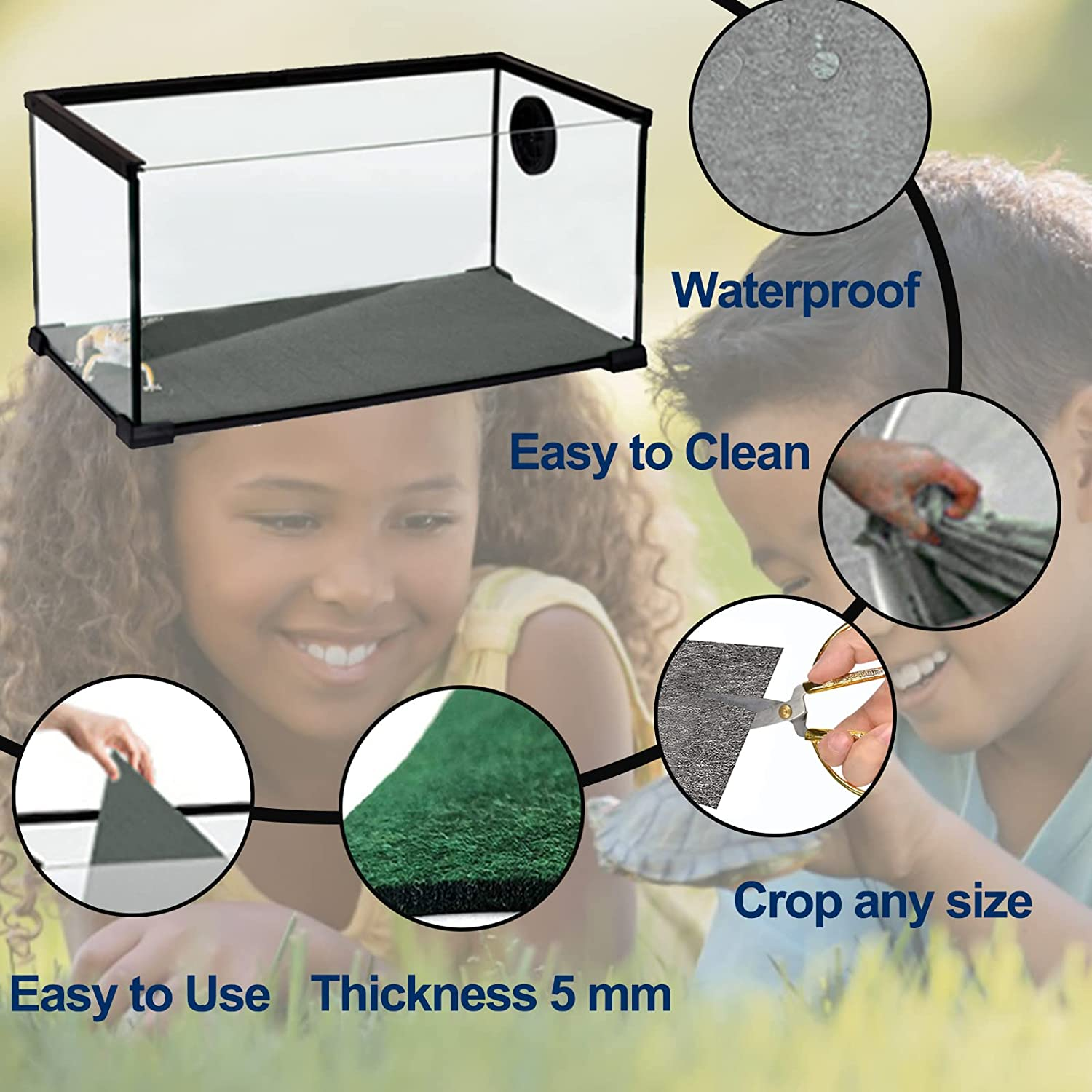 48" X 18" Reptile Carpet, Grey - Terrarium Liner Bedding Reptile Substrate Sand Mat for Cage Lizard Bearded Dragon Gecko Snake Tortoise image number 3