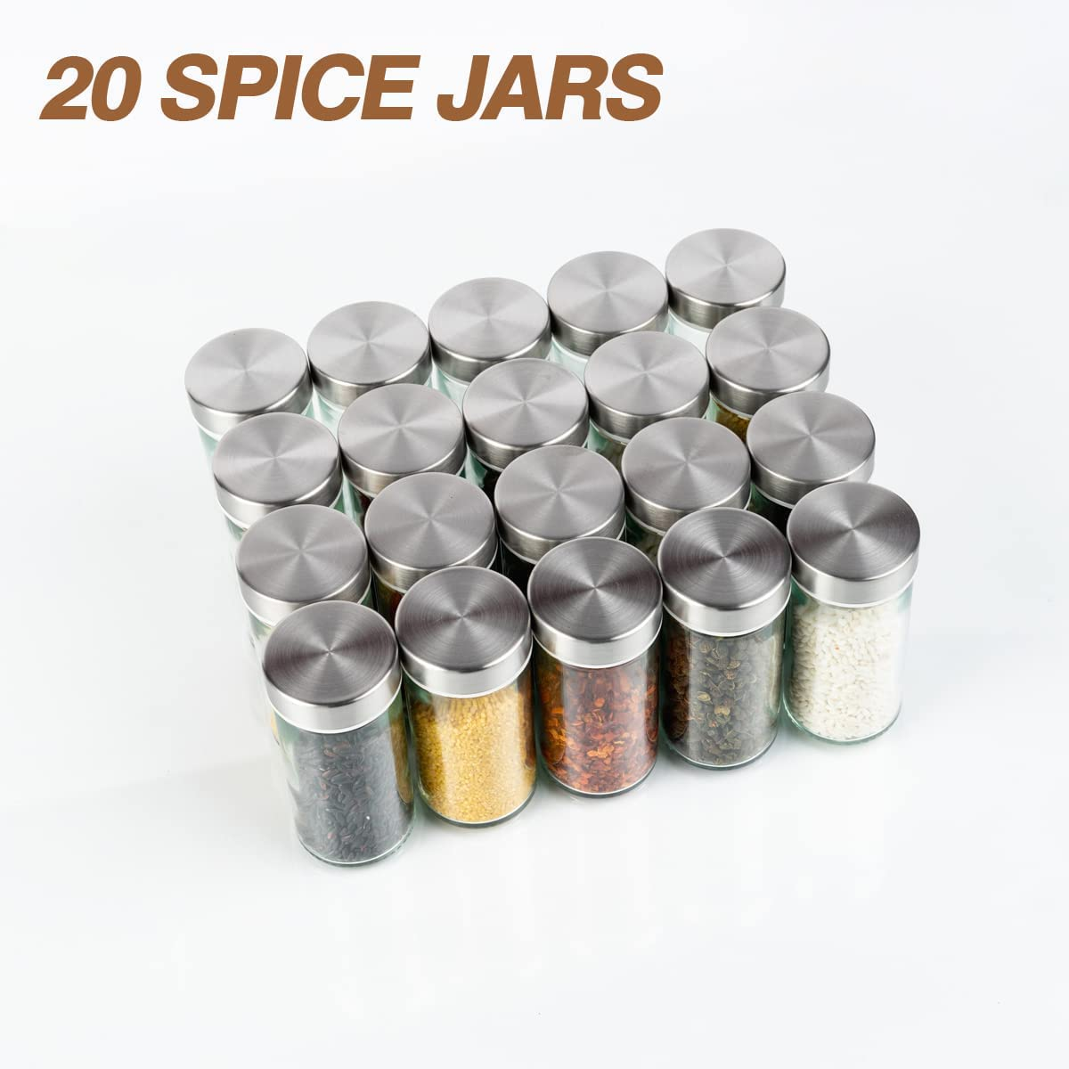 Rotating Spice Rack Organizer with Jars(20Pcs), Revolving Spice Carousel Seasoning Organizer for Cabinet, Kitchen Spice Racks for Countertop, Revolving Farmhouse Spice Organizer image number 6