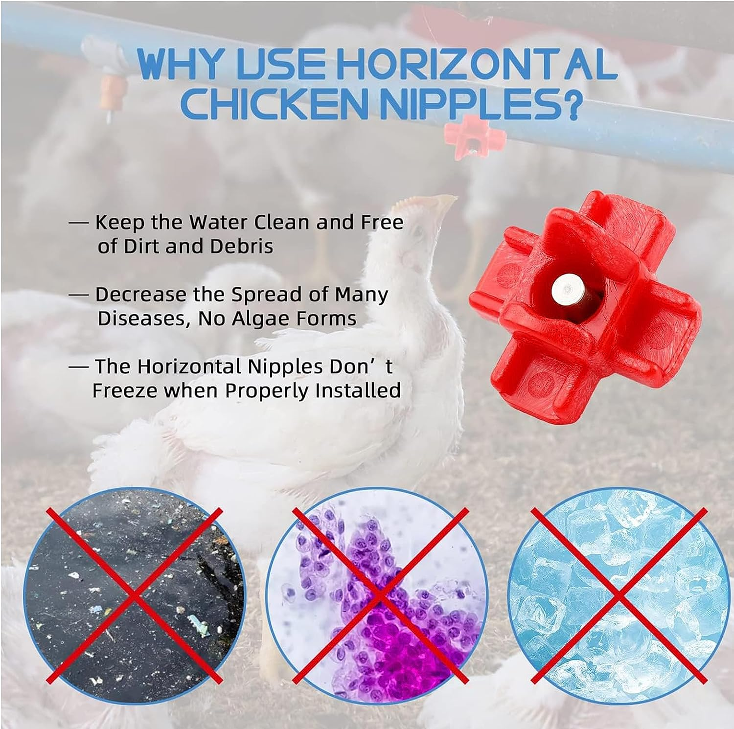 Chicken Waterer Nipples Automatic Poultry Nipples Horizontal Side Mount Chicken Drinkers Automatic with Drill Bit, Chick Waterer for Poultry Chicken Quail Duck (24 Pcs) image number 3