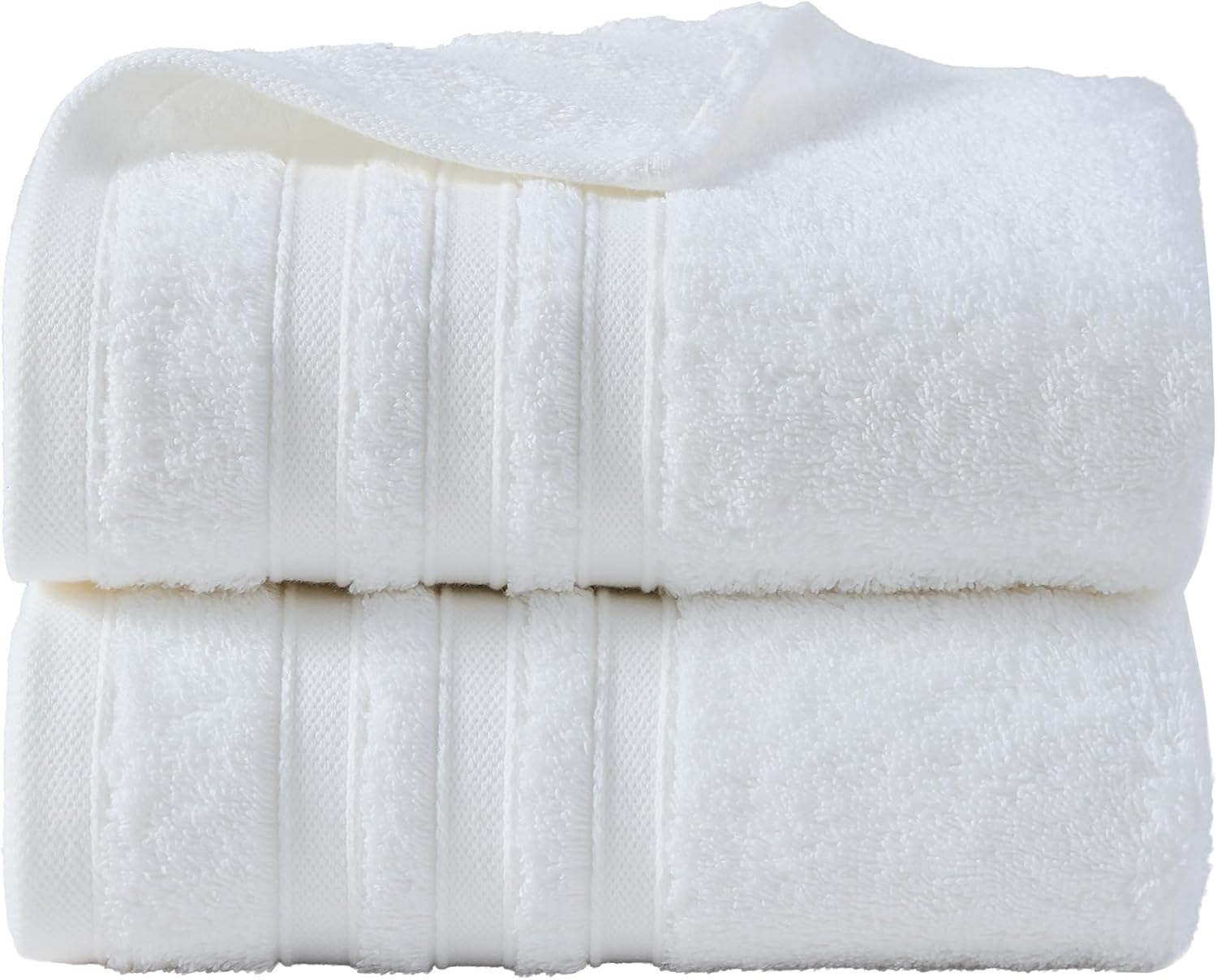 LINENOVA 100% Cotton Bath Towels 2 Pack - Premium 450GSM Soft & Lightweight Towel Set, Quick Dry & Absorbent Bathroom Towels, Ideal for Hotel, Spa and Gym Use (65X130Cm, White) image number 6