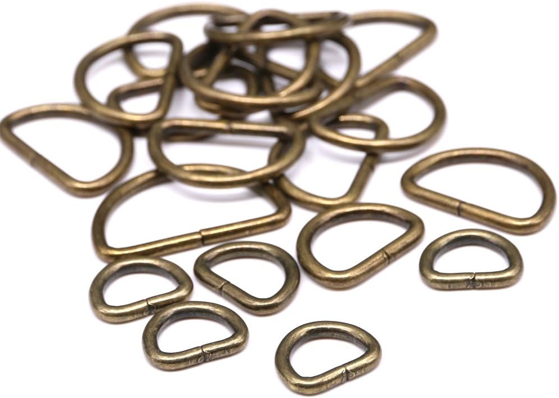 Swpeet 100 Pcs Bronze Assorted Multi-Purpose Metal D Ring Semi-Circular D Ring for Hardware Bags Ring Hand DIY Accessories - 1.3Cm, 1.6Cm, 1.9Cm, 2.5Cm, 3.2Cm image number 3