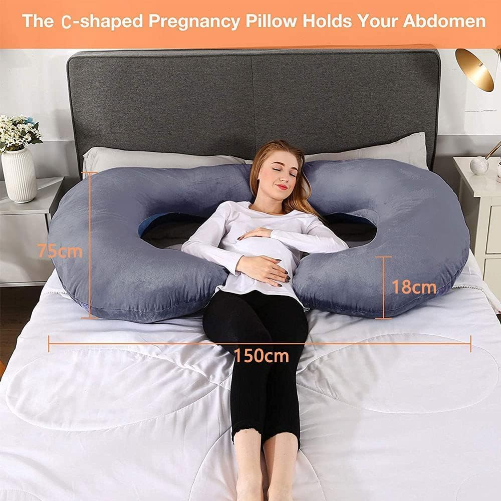 Pregnancy Pillow, C Shaped Full Body Maternity Pillow for Pregnant Women, Support for Back, HIPS, Legs, Belly (Black) image number 1