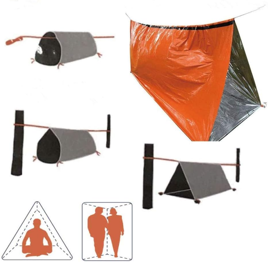 Emergency Survival Shelter Tent, 59 X 98.4Inch Waterproof 2-Person Mylar Thermal Shelter for Hiking Camping image number 4