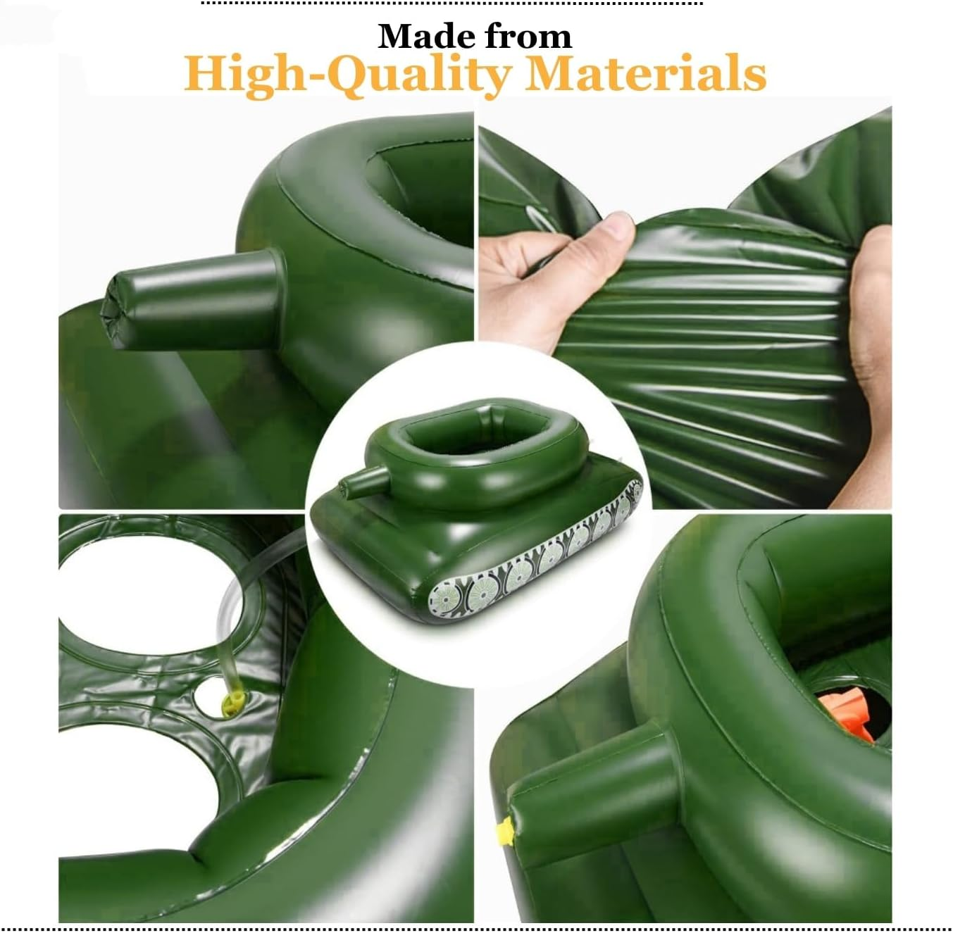 Tank Floaties with Built-In Water-Gun Multiplayer Swimming Pool Toys for Kids Adult Resistant PVC for Poolside Pool Float for Poolside Beach-Party Lake Summer Family Water Battle (Green) image number 5