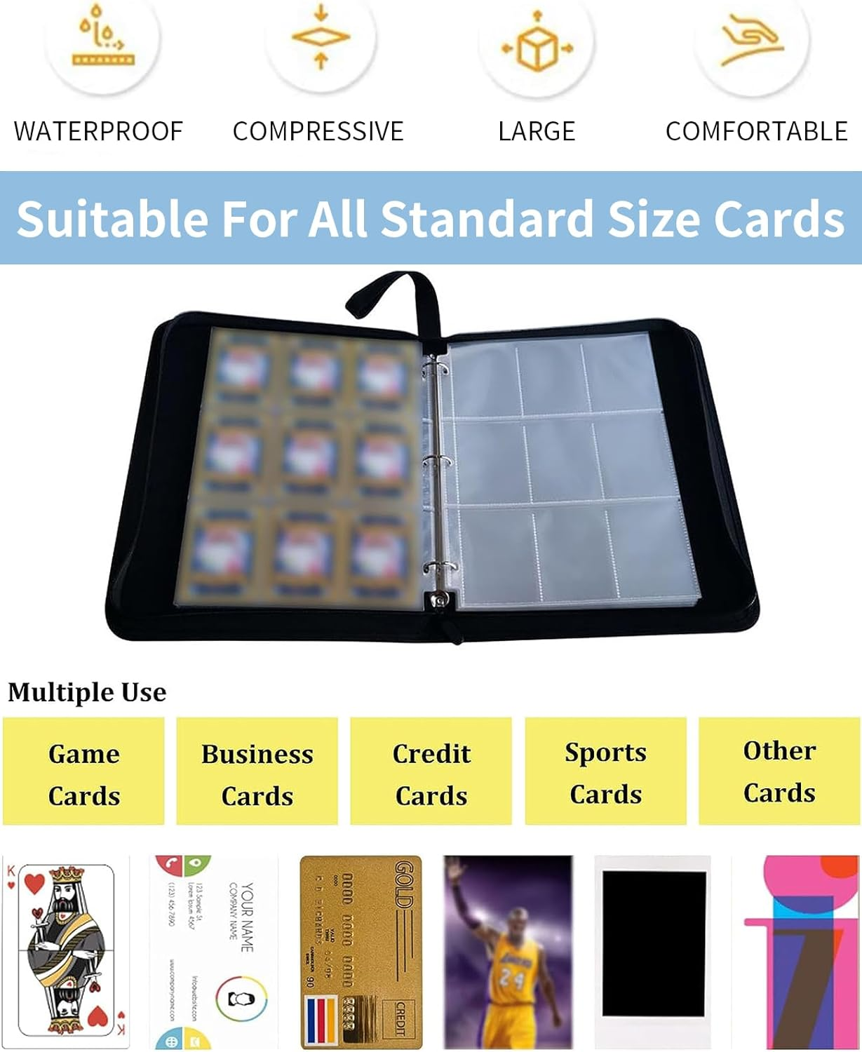 9 Pocket Card Binder, 900 Pockets Card Holder Folder Collector, Double Sided Pocket PU Card Collection Binder, Premium Zip Albums for MTG, TCG, Sports, Game Trading Cards (Green) image number 5