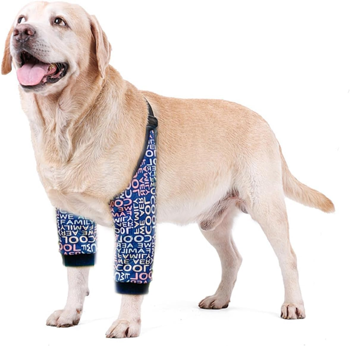 Dog Elbow Protector, Dog Leg Recovery Sleeve for Prevent Licking Wound, Joint Sleeves with Mesh Pad for Medium Large Dogs Thickened Letters (Blue, L) image number 1