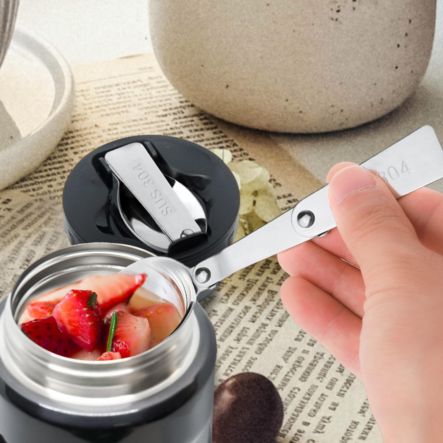 3Pcs Silver Forks Replacement for Food Jar 16 Oz, Multifunctional Foldable Replacement Portable Folding Forks Dishwasher Safe Metal Serving for Picnic School Travel Outdoor Insulated Food Jars image number 2