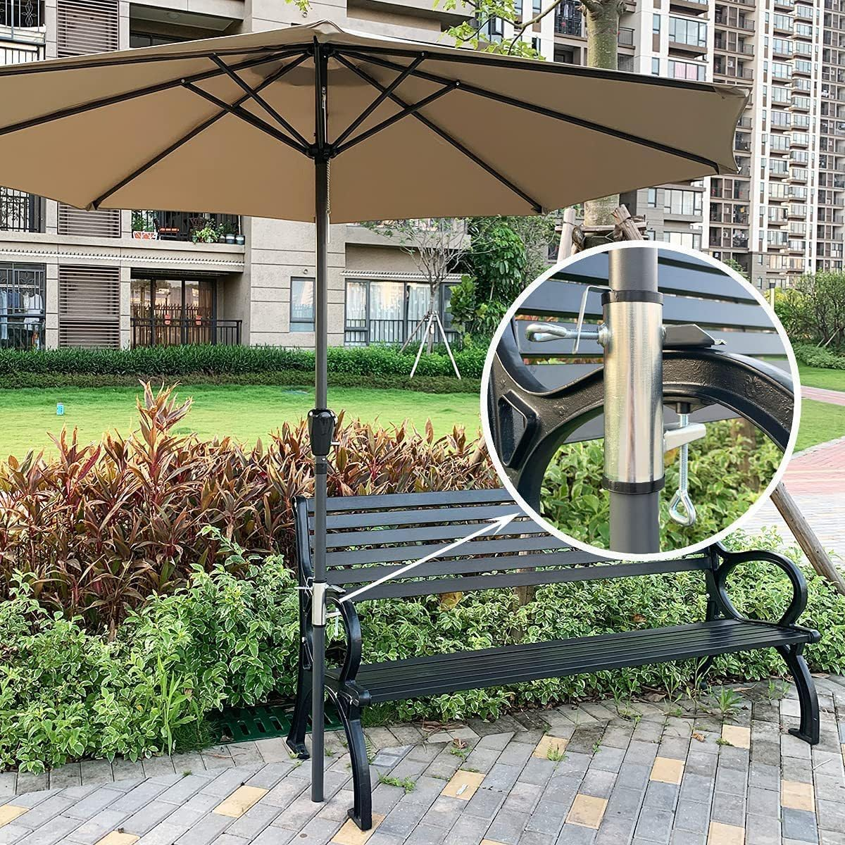 KAKEICE Outdoor Umbrella Clamp Stand Holder, Patio Umbrella Clamp, Deck Umbrella Holder Mount to Picnic Table (2 PCS) image number 5