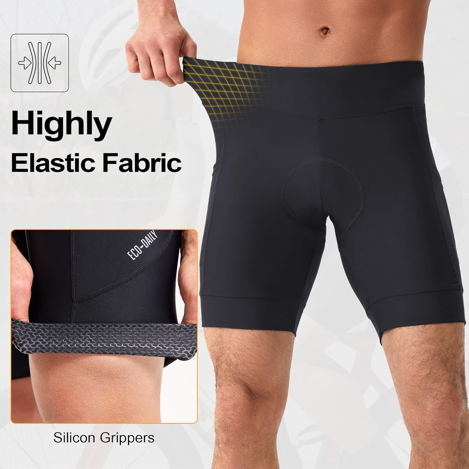 Bike Shorts Men 4D Padded Zipper Pockets Cycling Spin Biker Shorts Mountain Biking Bicycle image number 3