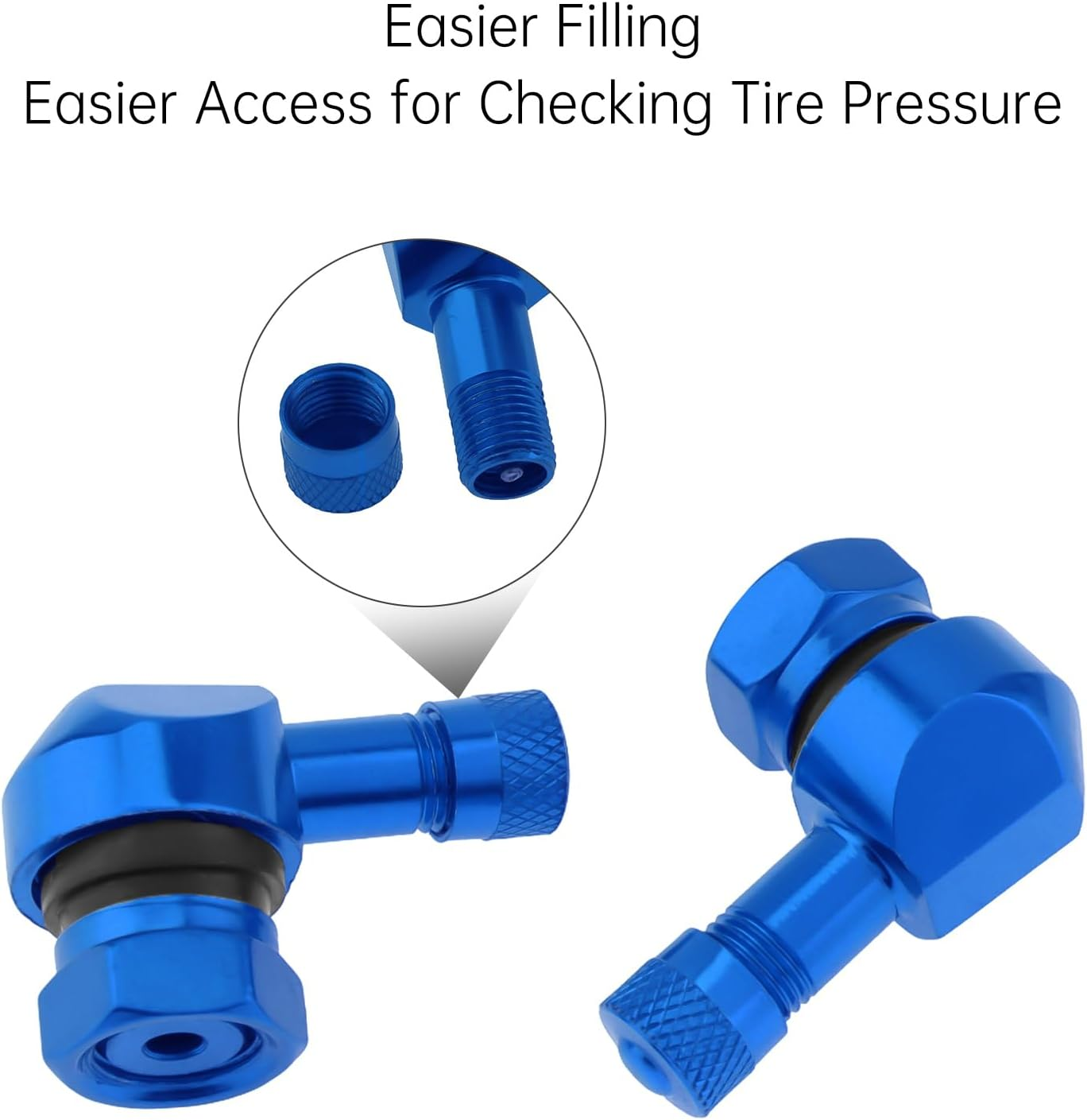 Windance 2Pcs 90 Degree CNC Motorcycle Tire Valve Stems for Most Bike 10 Mm To11.3 Mm Tubeless Tires Easy Installation (Blue) - Gold image number 3