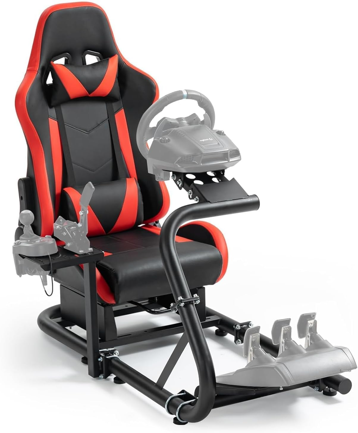 Dardoo Racing Simulator Cockpit Game Seat Red,Adjustable Frame and Seat Fit for Logitech G25 G27 G29 G920 G923, Thrustmaster T300, Fanatec, Steering Wheel Stand without Wheel,Handbrake and Pedal image number 6