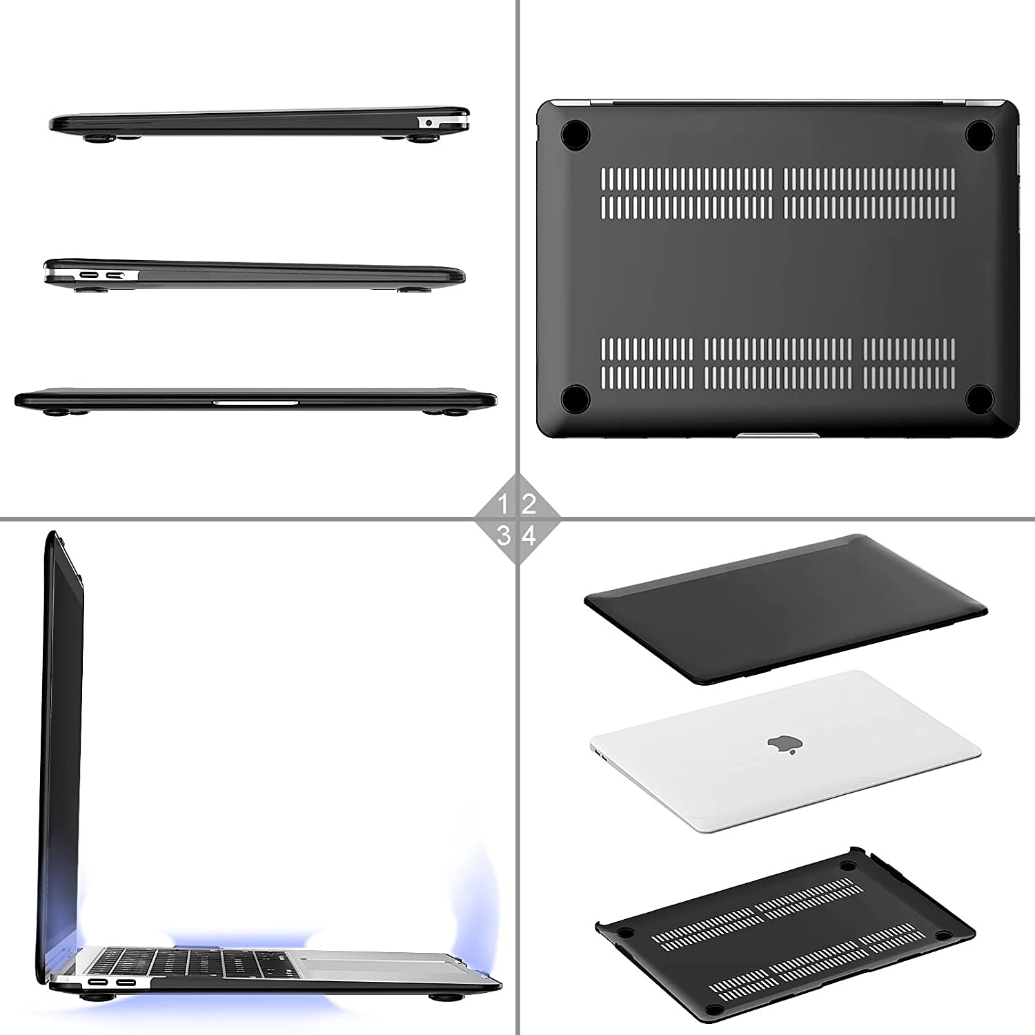 Gahwa Case Compatible with Macbook New Air 13 Inch 2020/2019/2018 (Model: A1932/A2179/A2337), Ultra Thin Protective Plastic Hard Case, Easy to Wipe, Smooth Case Cover - Black image number 3