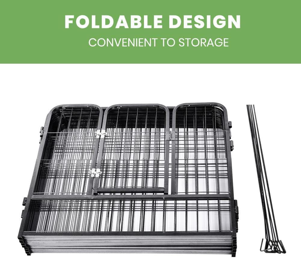 Taily Dog Playpen 8 Panel Pet Cage Puppy Pen Enclosure Fence Exercise Foldable Metal Play Yard 60CM image number 3