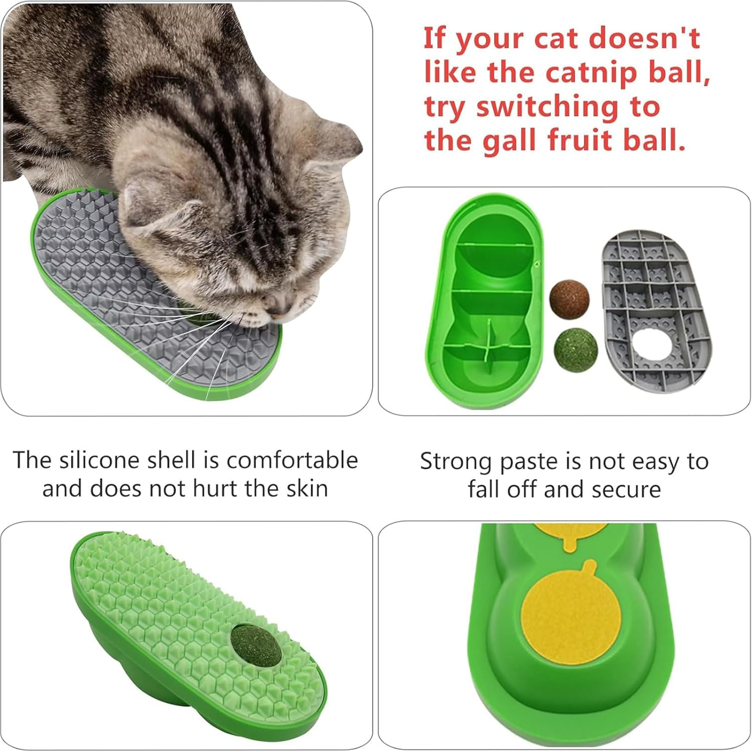 Catnip Wall Balls for Cats &ndash; Self-Care Scratcher and Licking Toy, Cat Face Massager and Toy for Wall Mounting，2-Pack