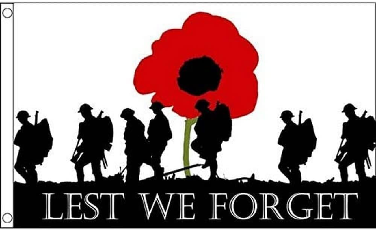Lest We Forget Army Flag 90 * 150 CM, Remembrance Day Flag, Polyester Thickness, Fade Resistant, Brass Grommets, Canvas Header, Indoor,Outdoor, Vibrant Colors,Not Fear of Rain and Snow image number 4