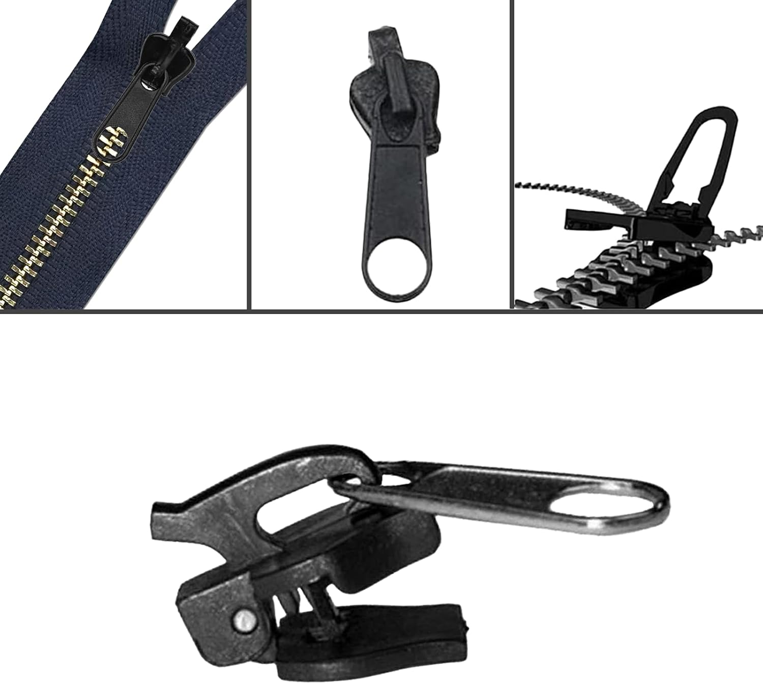 12Pcs/Set Fix Zip Puller, Zipper Fixer Detachable Zipper Repair Kit, Instant Zipper Tabs Pull Replacement Slider for Jacket Coat Luggage Backpack image number 5