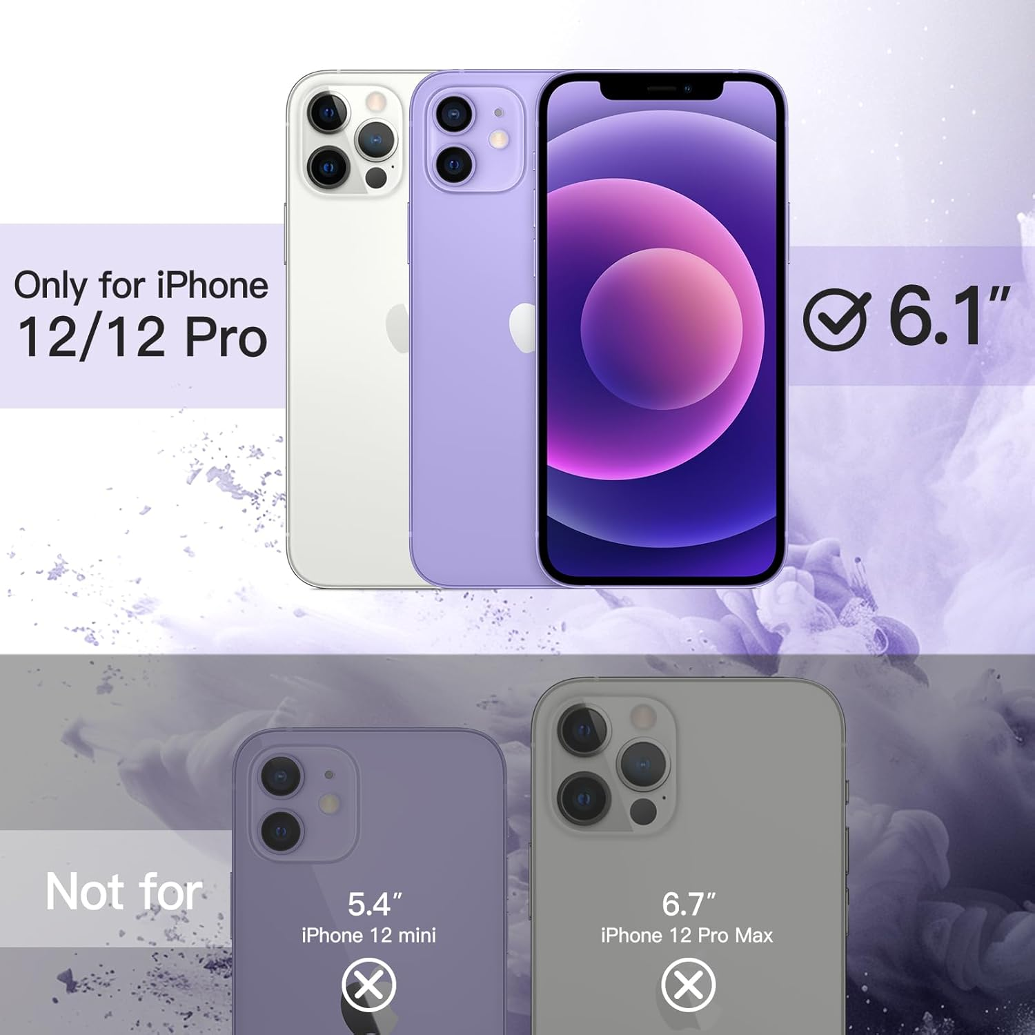 Jetech Magnetic Case for Iphone 12/12 Pro 6.1-Inch Compatible with Magsafe, Shockproof Phone Bumper Cover, Solid Color Matte TPU Frame, Anti-Scratch Clear Back (Purple) image number 6